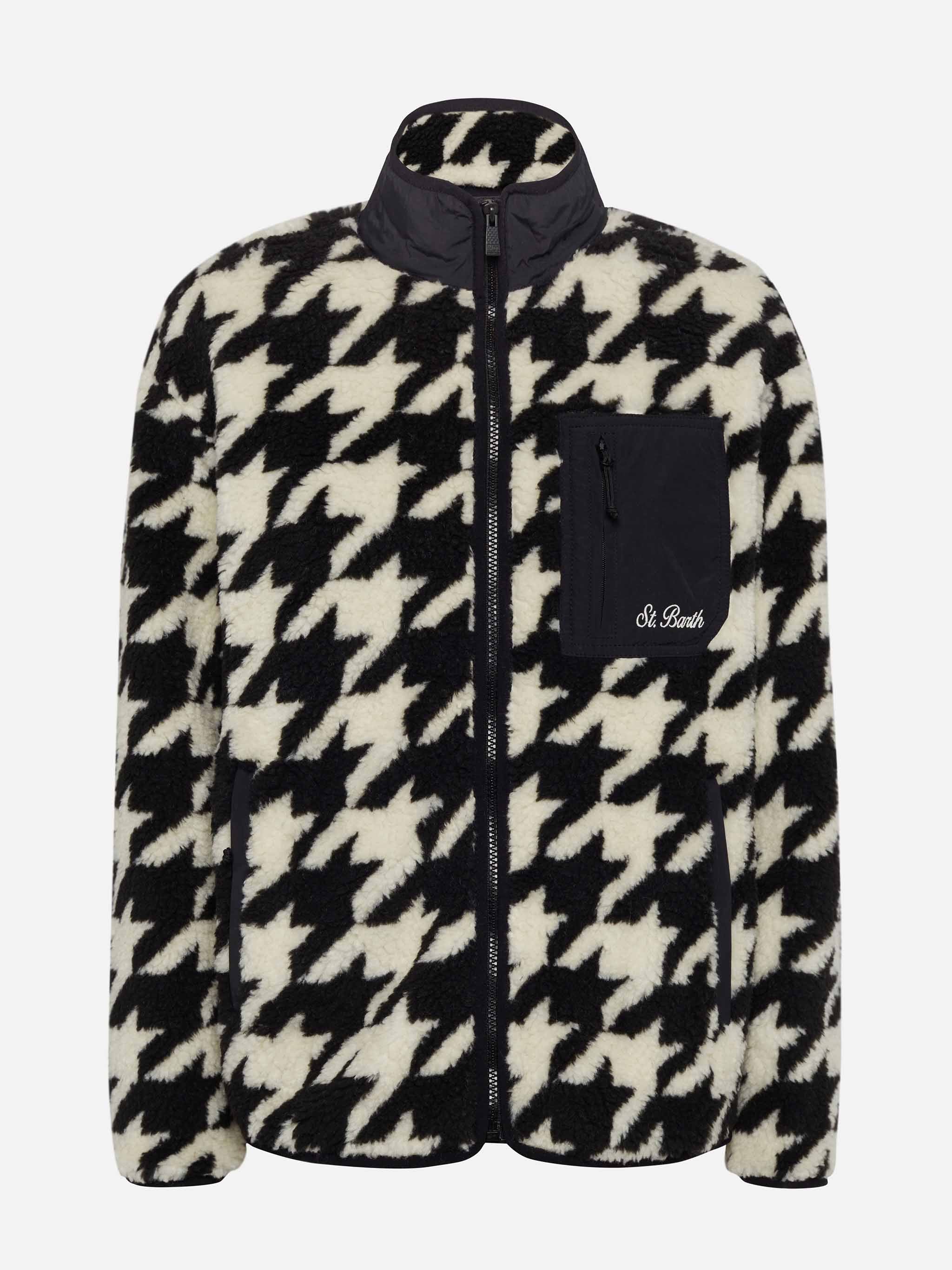 mc2-saint-barth-giacca-in-pile-teddy-keystone-pied-de-poule-nera image 4