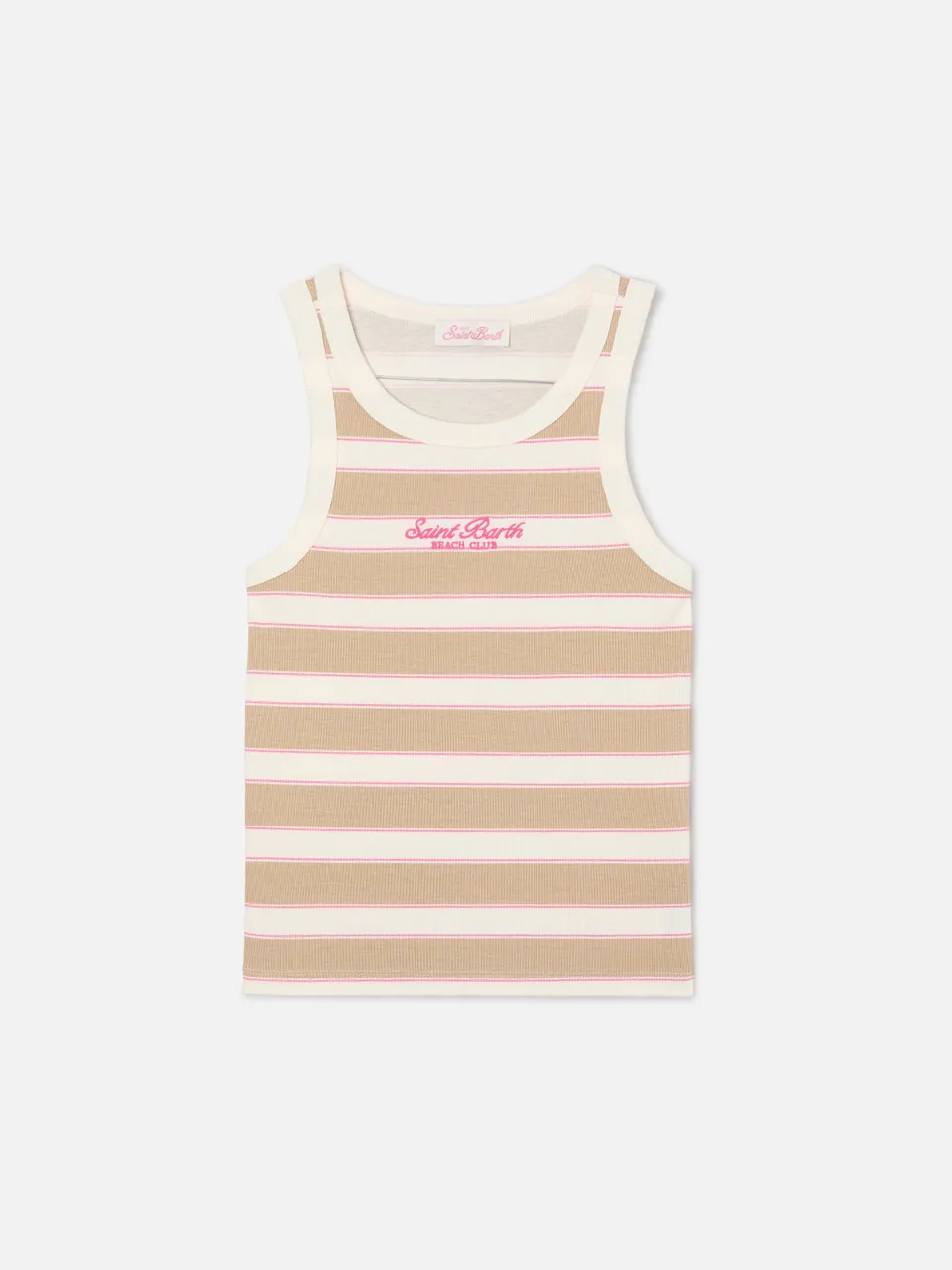 mc2-saint-barth-ada-canottiera-donna-a-righe-beige-beach-club image 1