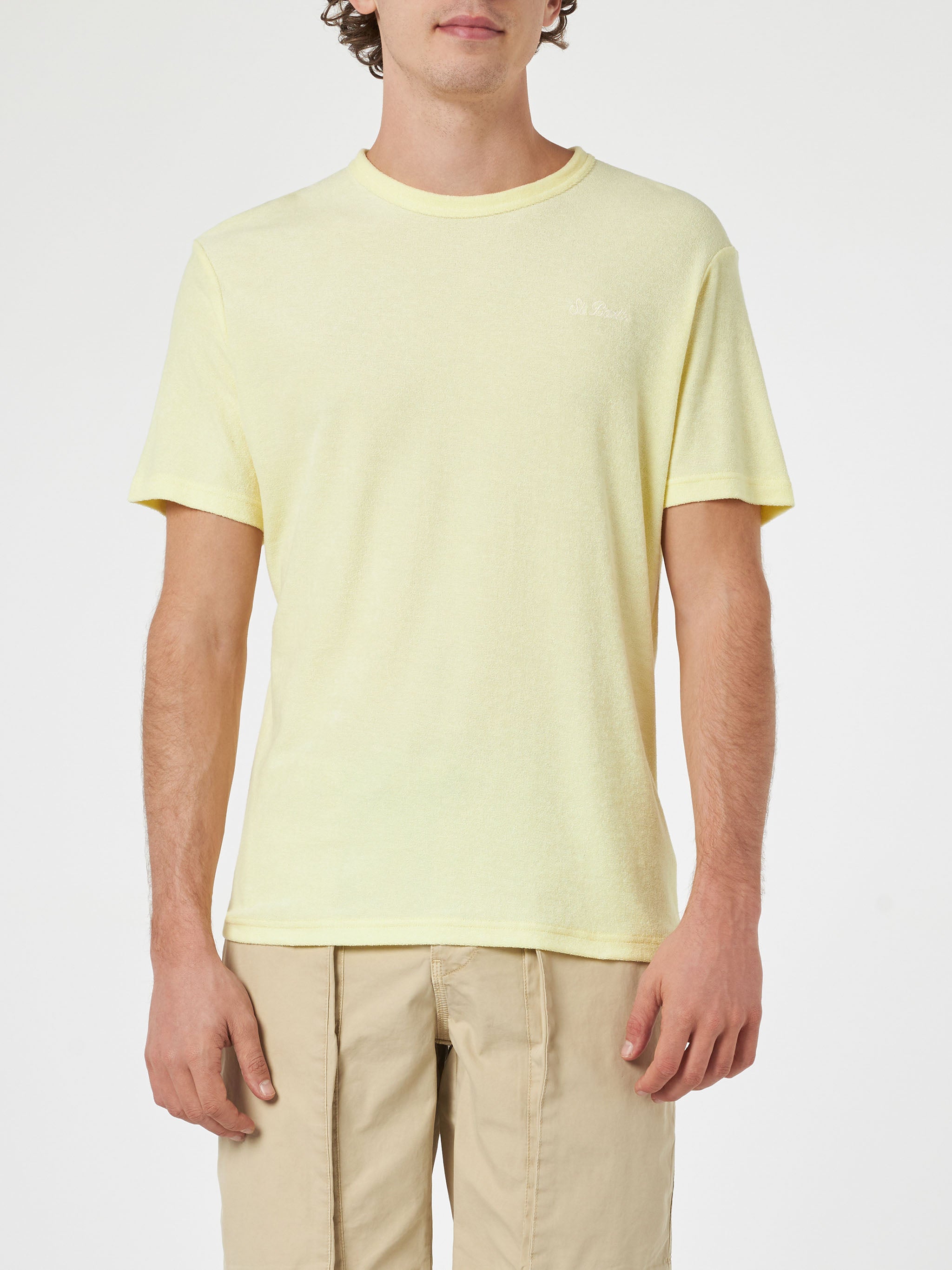 mc2-saint-barth-gary-t-shirt-uomo-gialla-effetto-spugna-con-ricamo-logo image 3