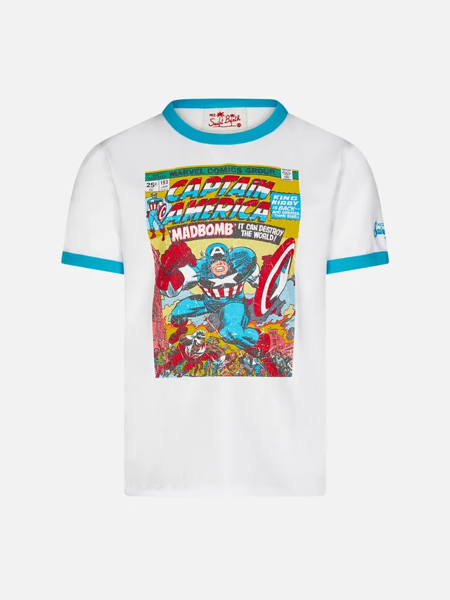 mc2-saint-barth-t-shirt-bambino-cotone-bianco-capitan-america-marvel image 1