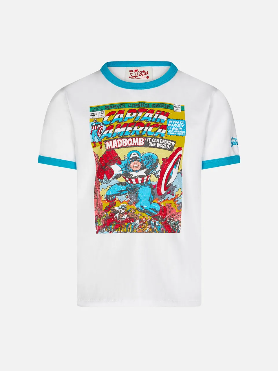 mc2-saint-barth-t-shirt-bambino-cotone-bianco-capitan-america-marvel image 1