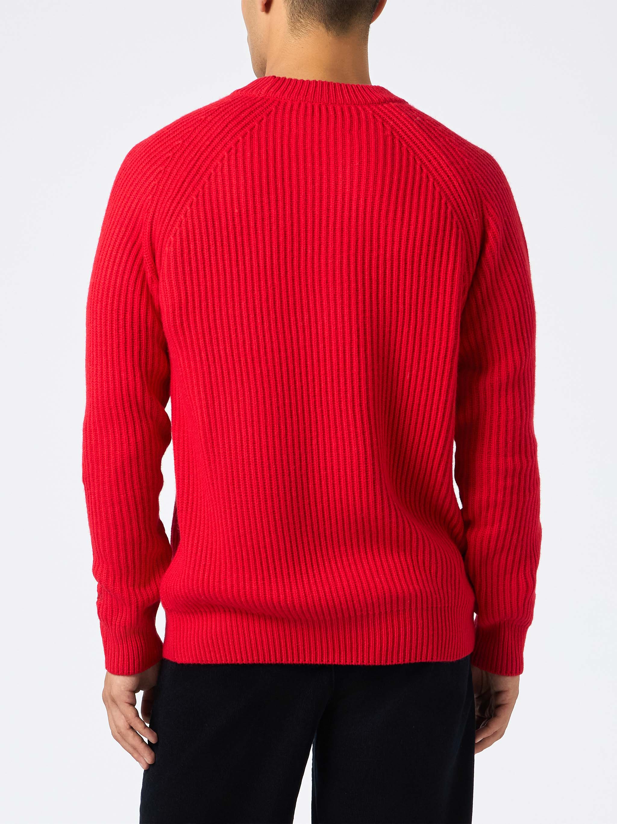 mc2-saint-barth-maglia-marine-in-misto-cashmere-rosso-a-costine-girocollo image 2