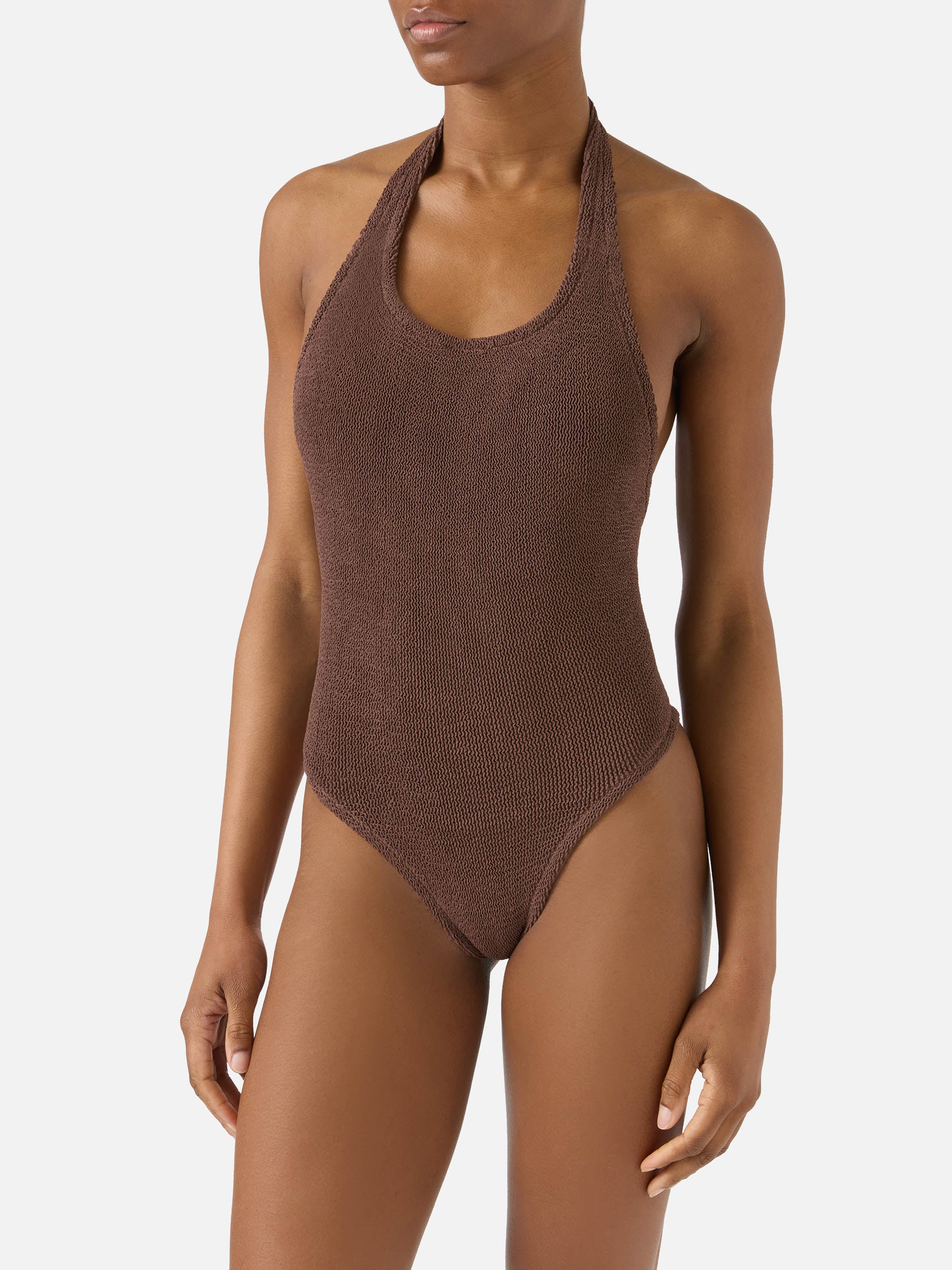 mc2-saint-barth-aria-costume-intero-donna-crinkle-marrone image 2