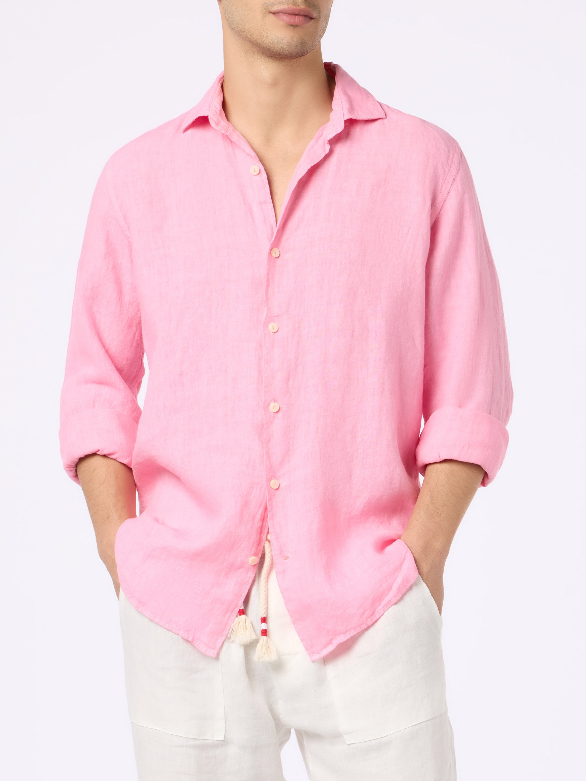 mc2-saint-barth-pamplona-camicia-in-lino-rosa image 1