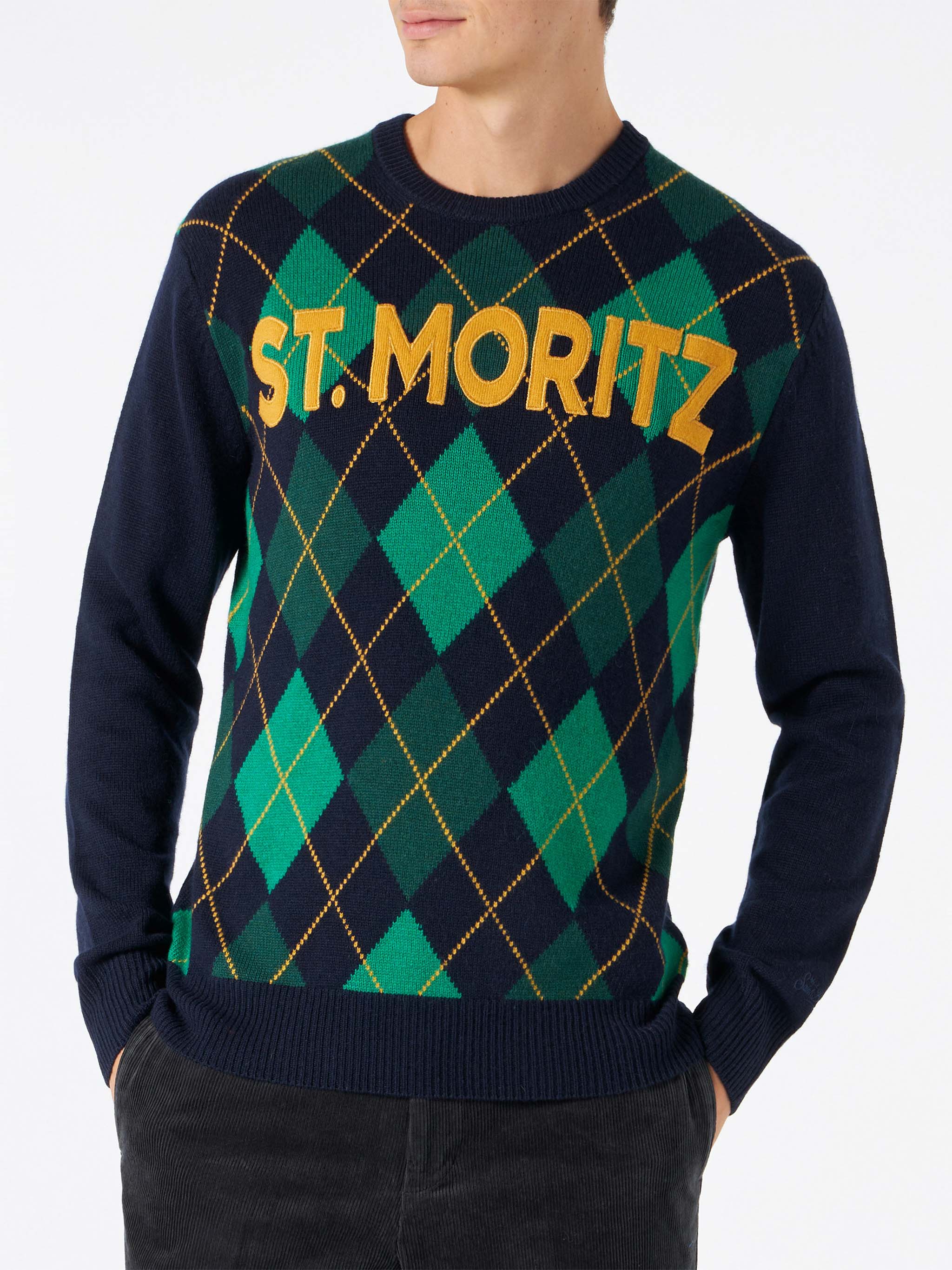 mc2-saint-barth-maglione-girocollo-heron-uomo-blu-navy-con-jacquard-argyle-in-mi image 1