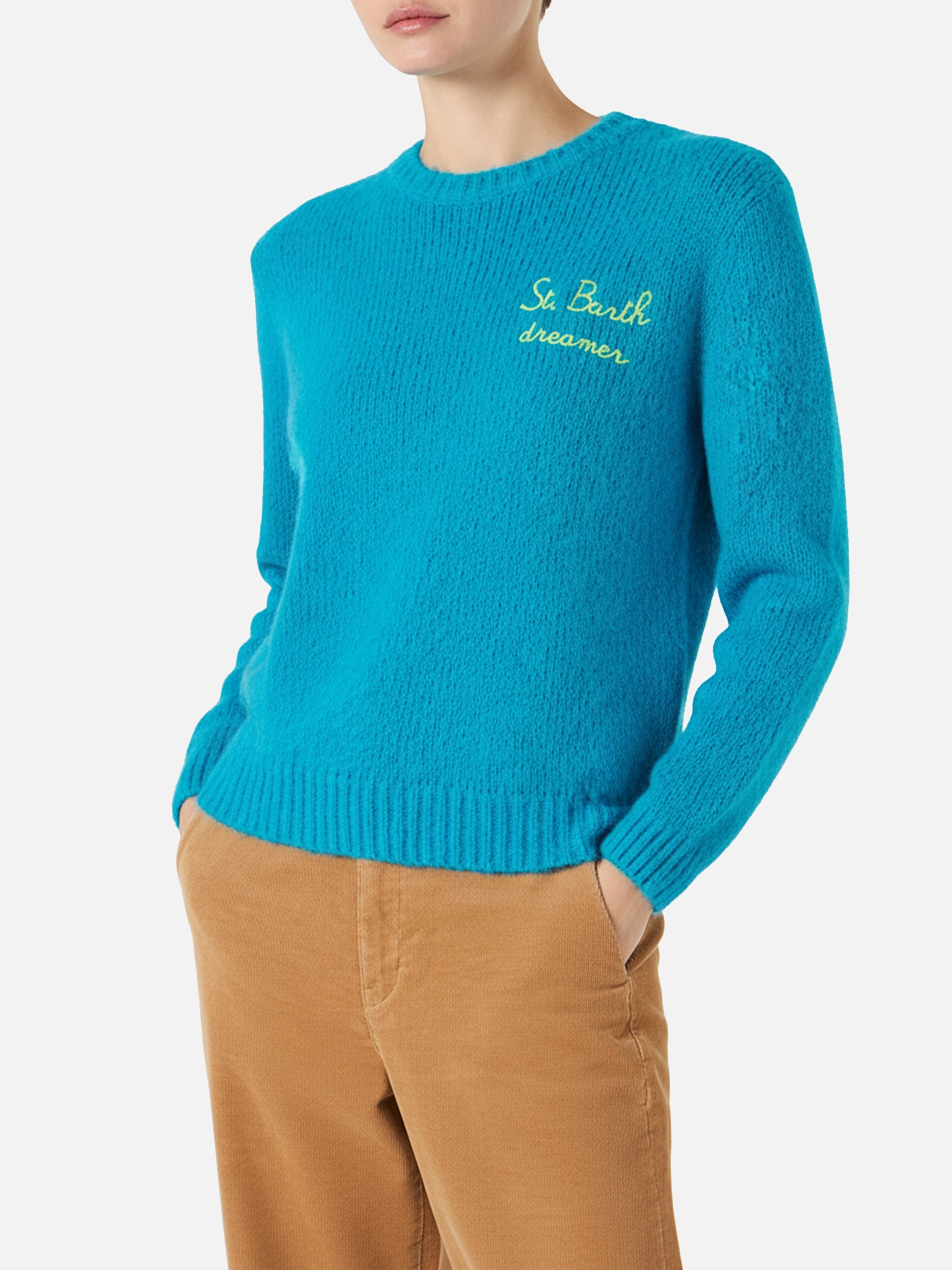 mc2-saint-barth-new-queen-maglia-brushed-azzurra-ricamo-dreamer image 2