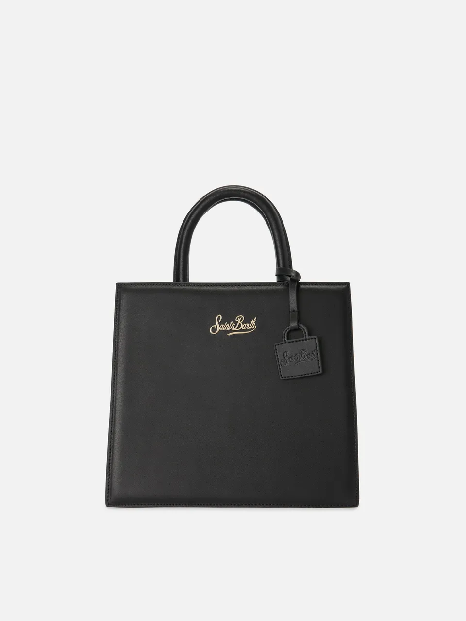 mc2-saint-barth-borsa-shop-midi-in-pelle-liscia-nera-con-targhetta-metallica image 1