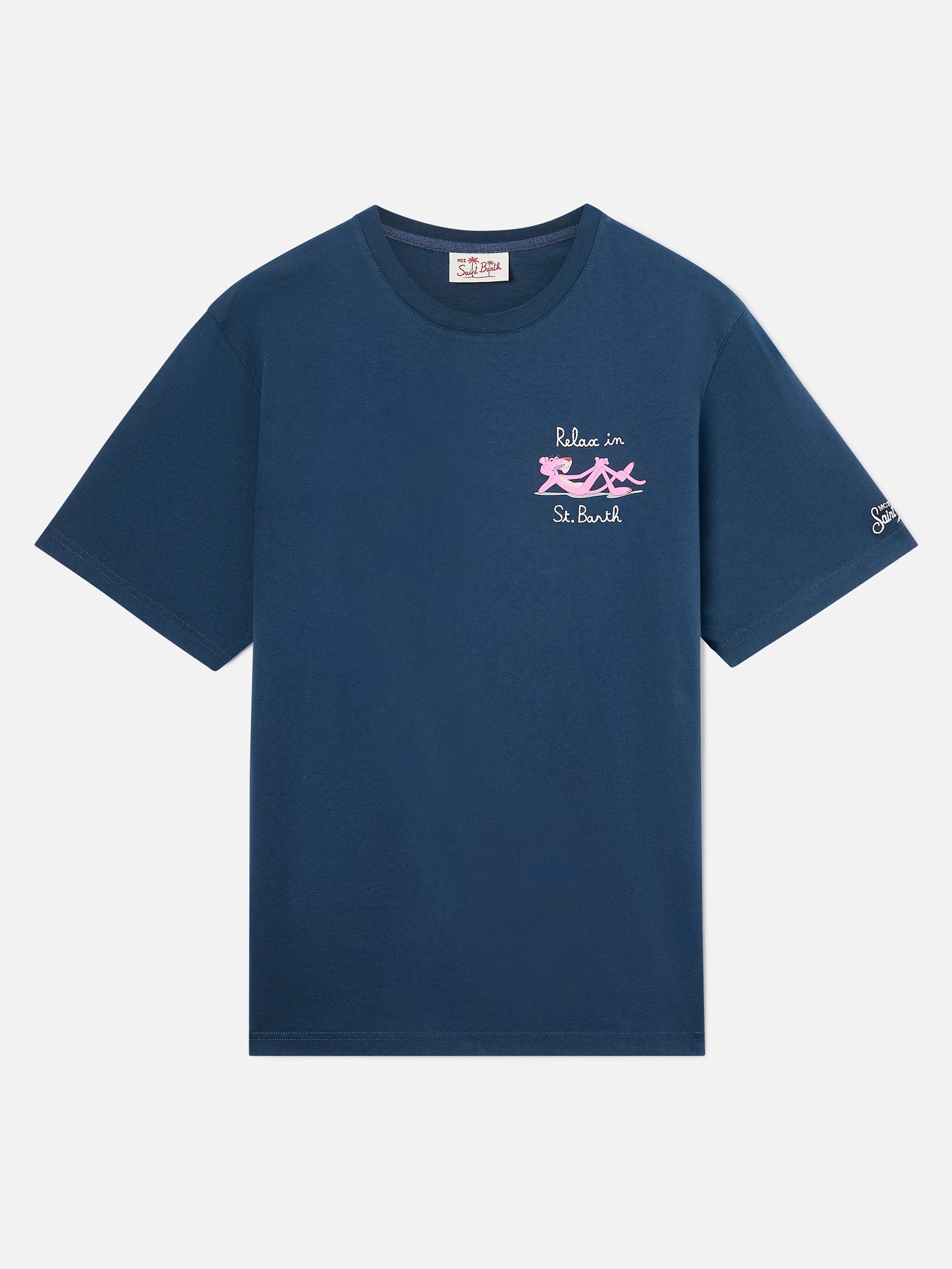 mc2-saint-barth-t-shirt-cotone-pantera-rosa-special-edition-blu-uomo image 1