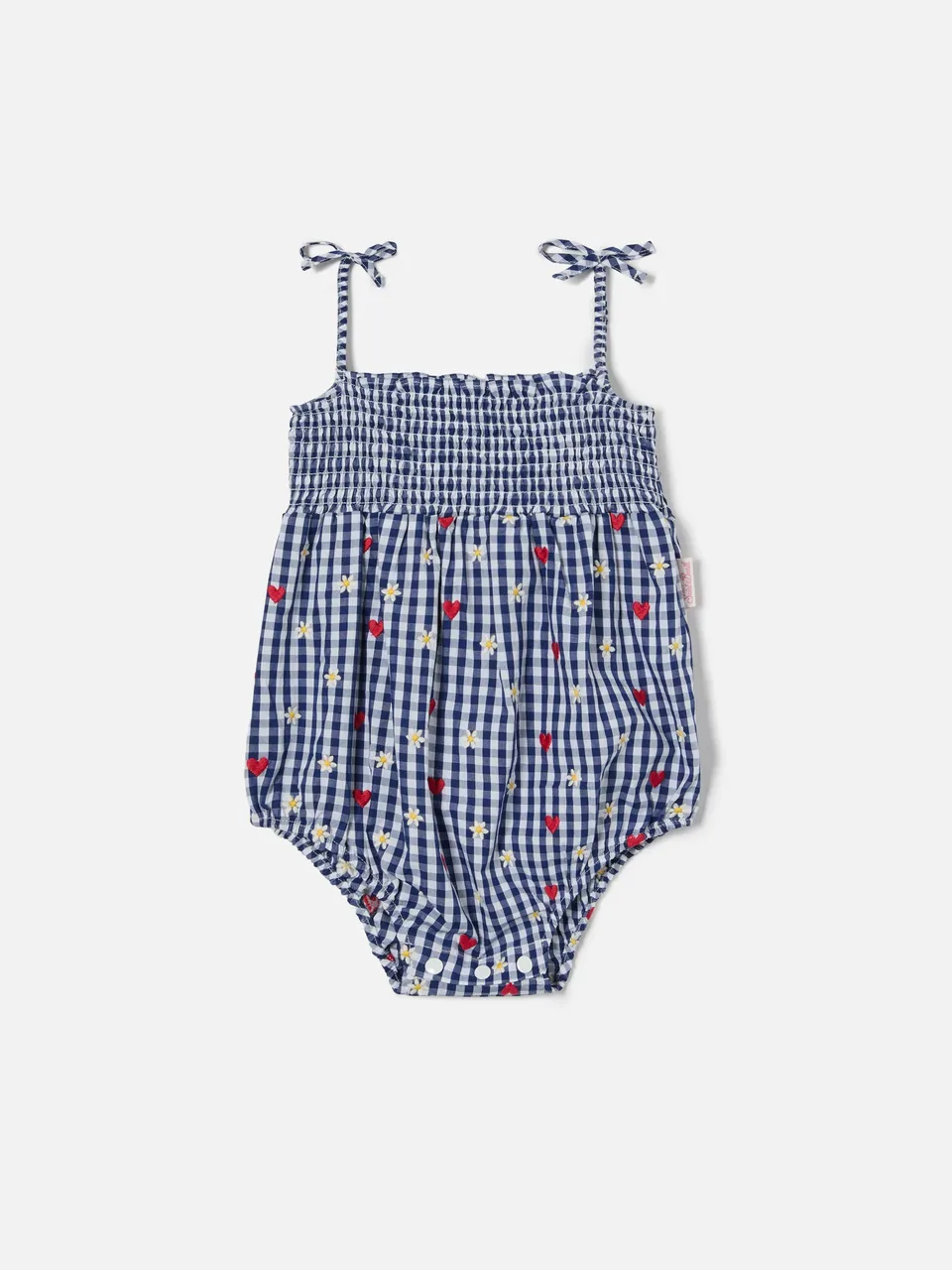 mc2-saint-barth-dudu-tutina-corta-neonata-vichy-blu-con-ricami image 1