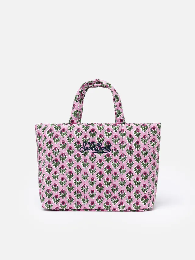 mc2-saint-barth-borsa-soft-tote-mid-trapuntata-a-fiori-rosa image 1