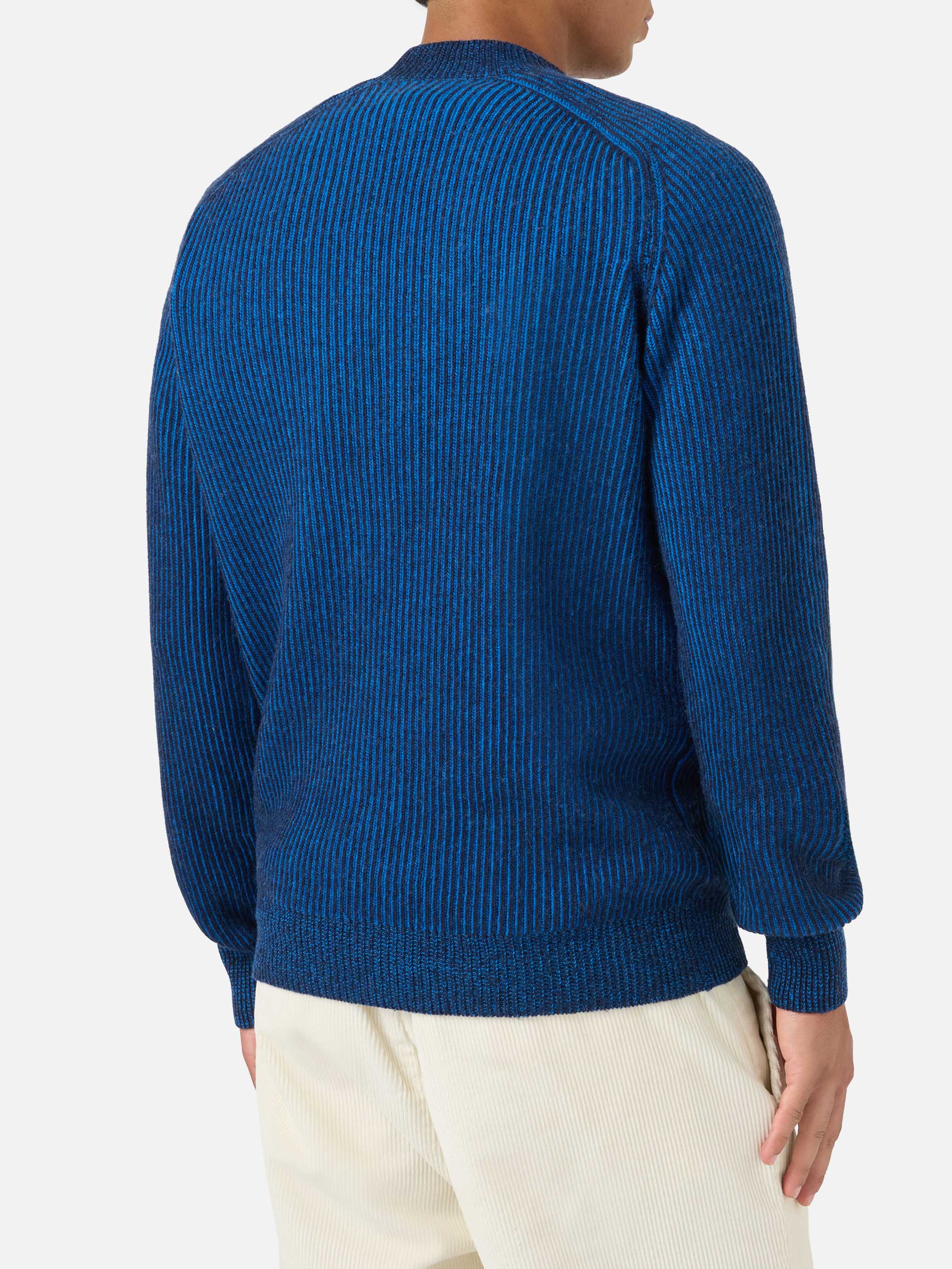 mc2-saint-barth-dav-maglione-uomo-mezzo-collo-costine-blu-misto-cashmere image 3