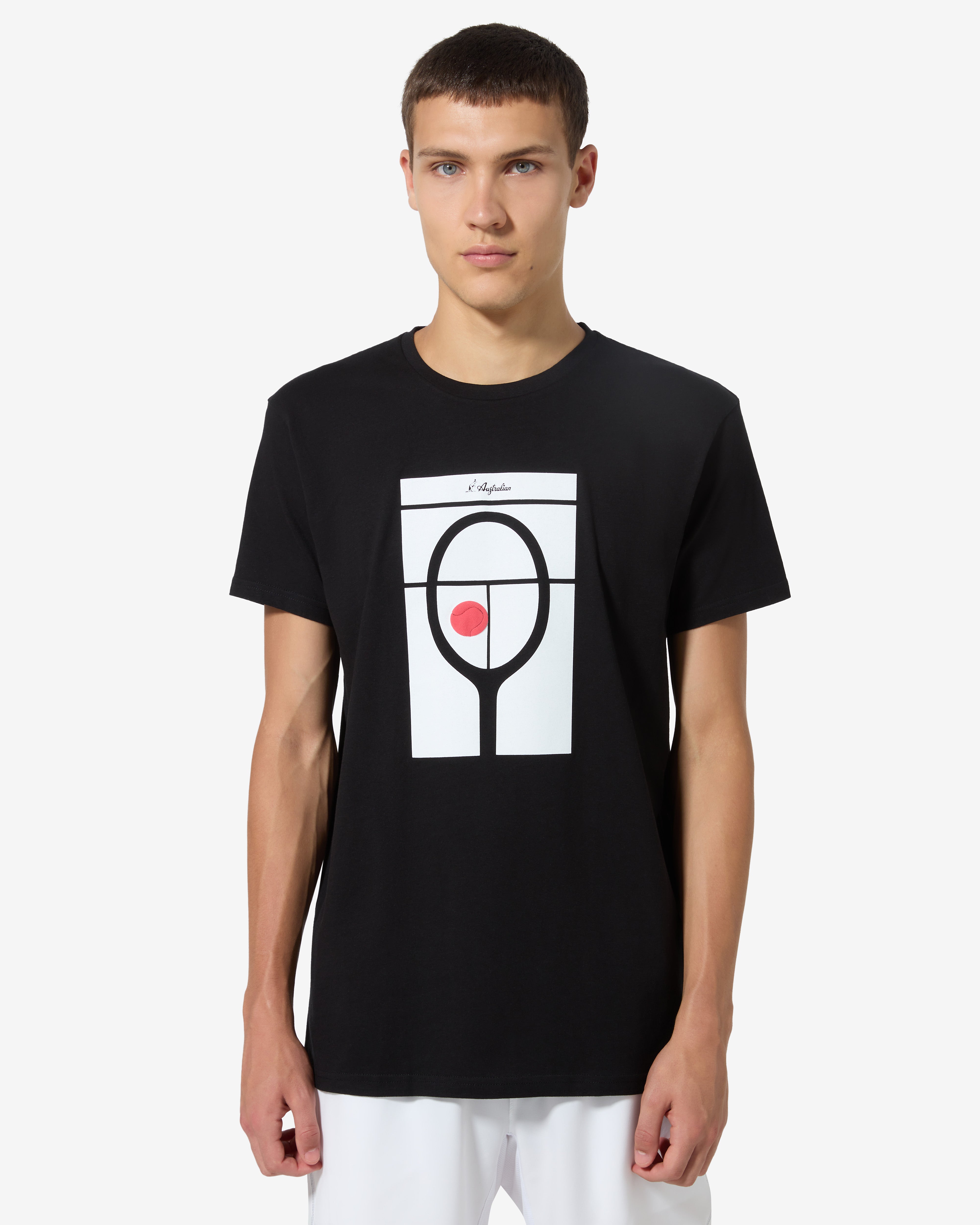 australian-racket-t-shirt-tennis-nera-in-cotone image 1