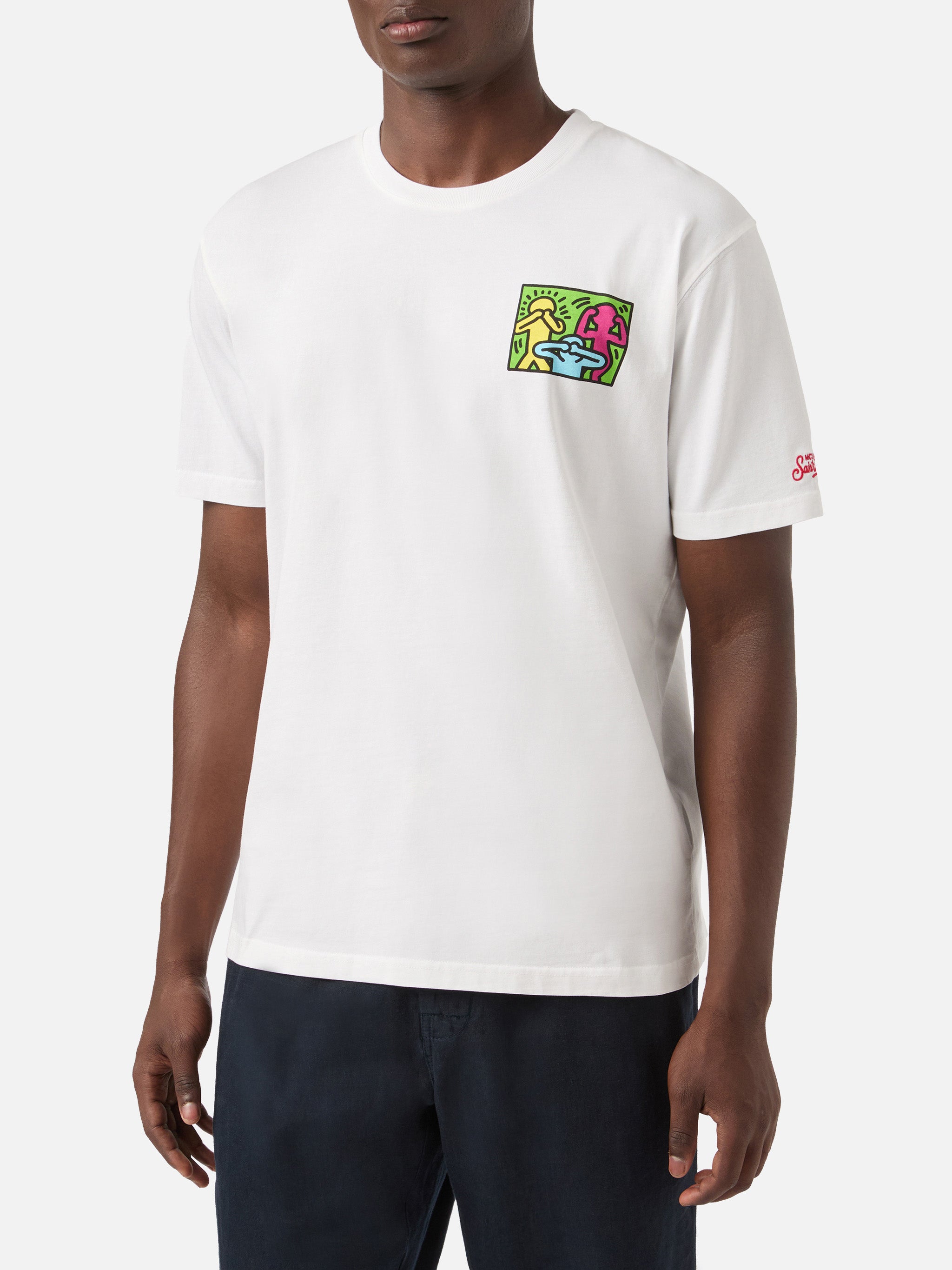 mc2-saint-barth-keith-haring-people-t-shirt-uomo-bianca-special-edition image 2