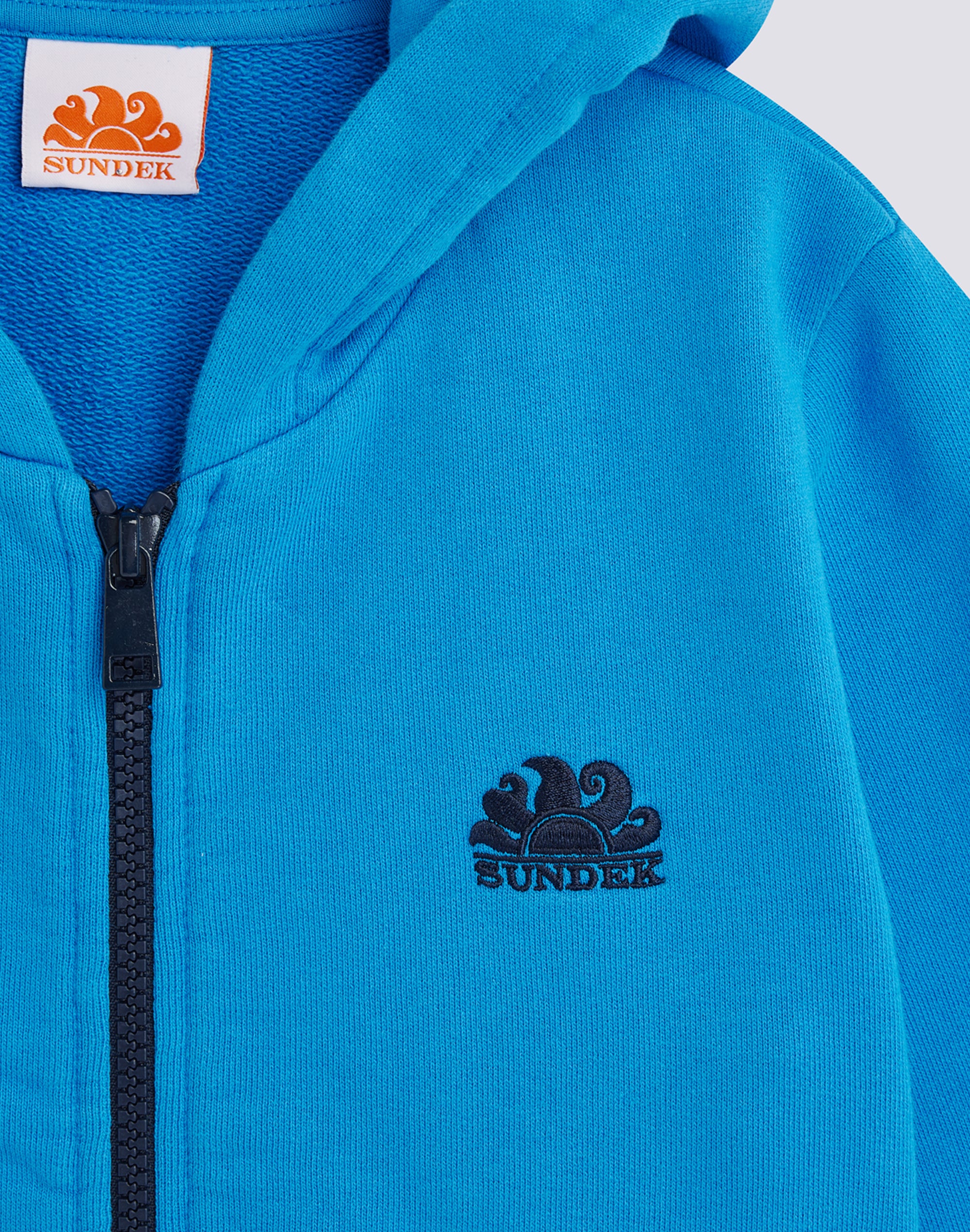 sundek-felpa-bambino-full-zip-cappuccio-tasca-marsupio-cotone image 3