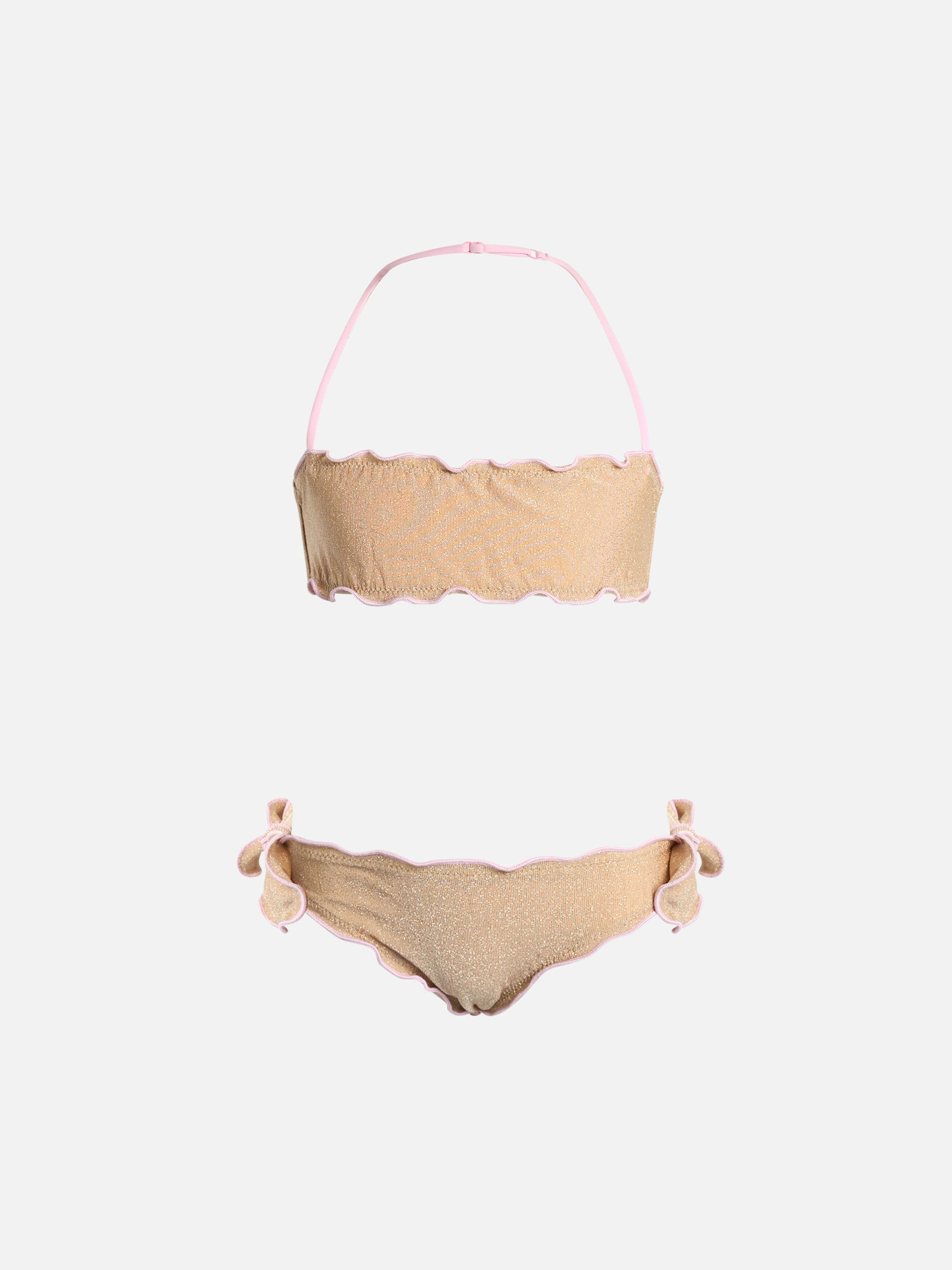 mc2-saint-barth-emy-bikini-bambina-a-fascia-lurex-oro-con-bordi-rosa image 1