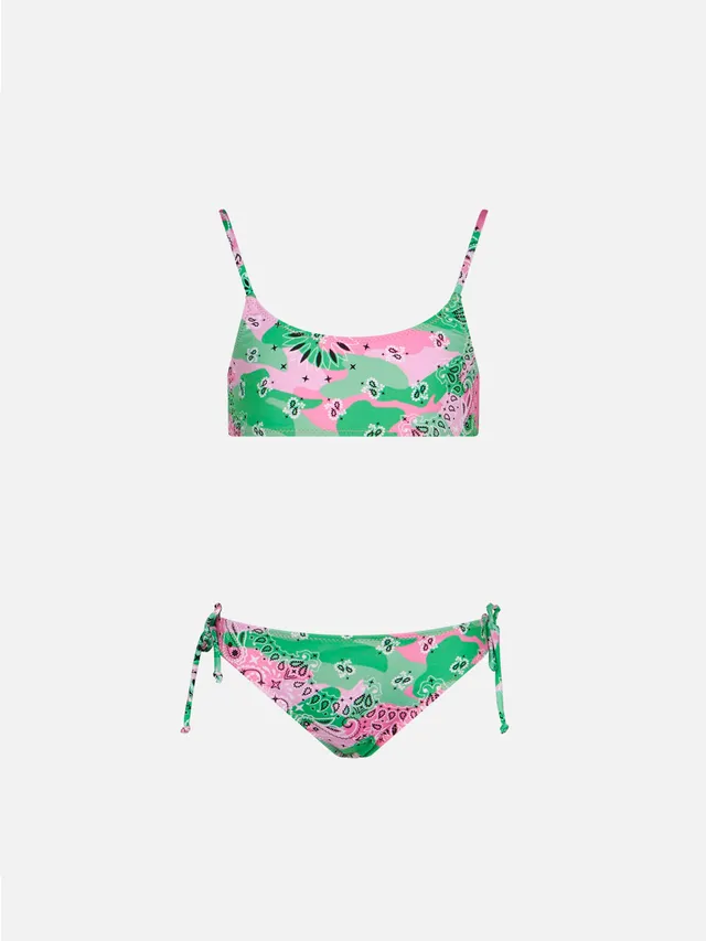 mc2-saint-barth-bikini-bambina-bralette-mimetico-verde-con-slip-laccetti image 1