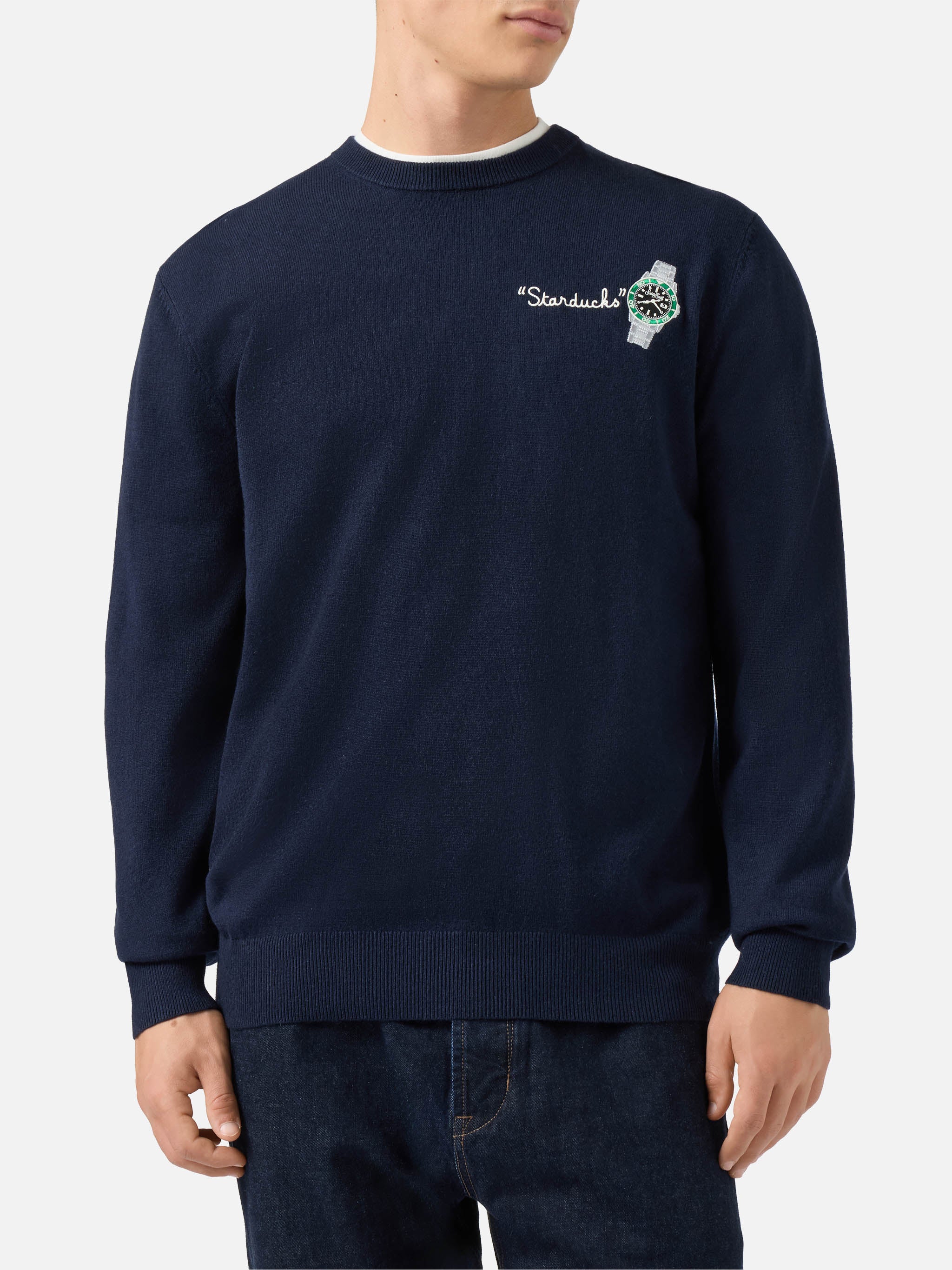 mc2-saint-barth-heron-light-maglione-uomo-blu-navy-ricamo-starducks image 2