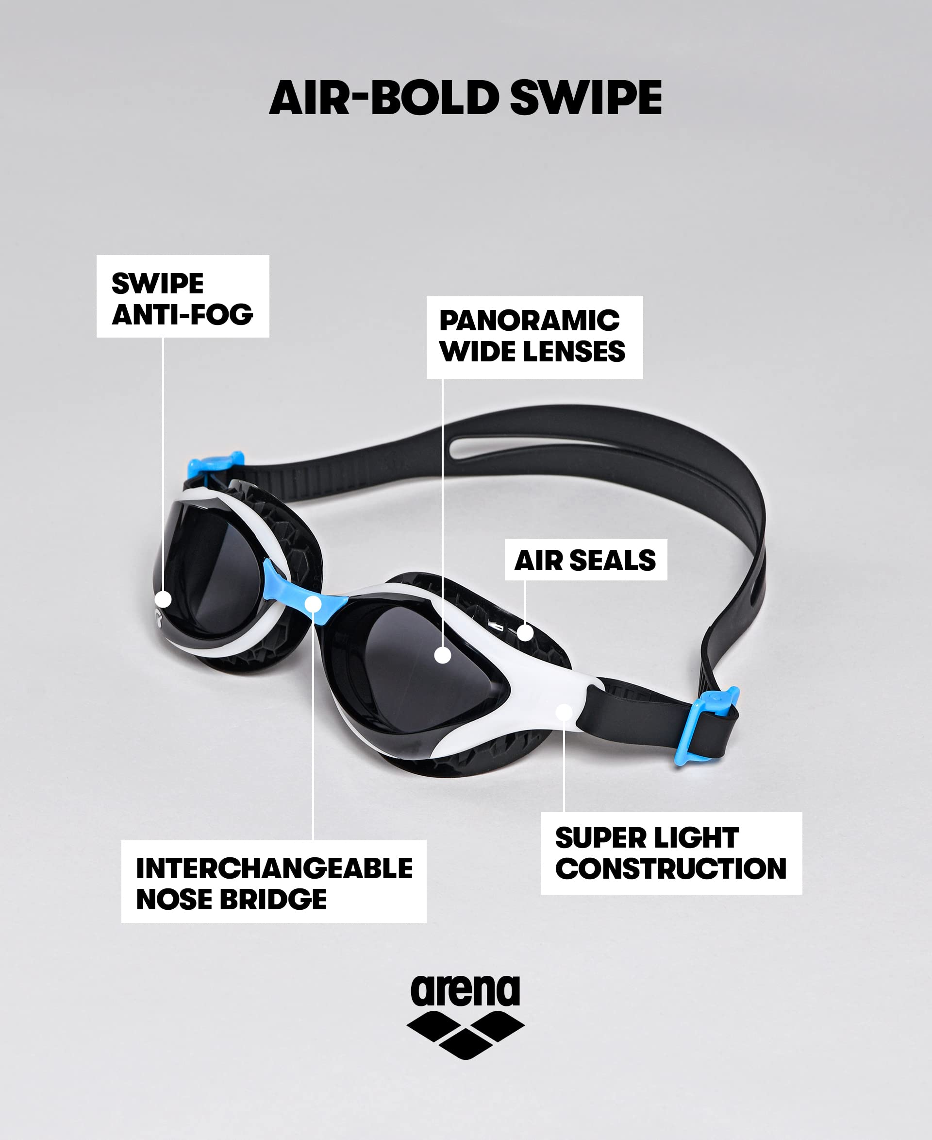 arena-air-bold-swipe-occhialini-nuoto-unisex-adulto-lenti-chiare image 2
