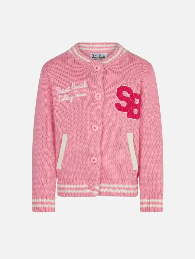 mc2-saint-barth-cardigan-college-bambina-rosa-con-ricamo image 1