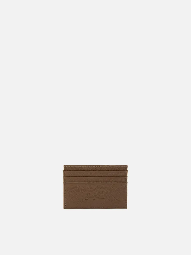 mc2-saint-barth-portacarte-card-holder-in-pelle-martellata-marrone image 1