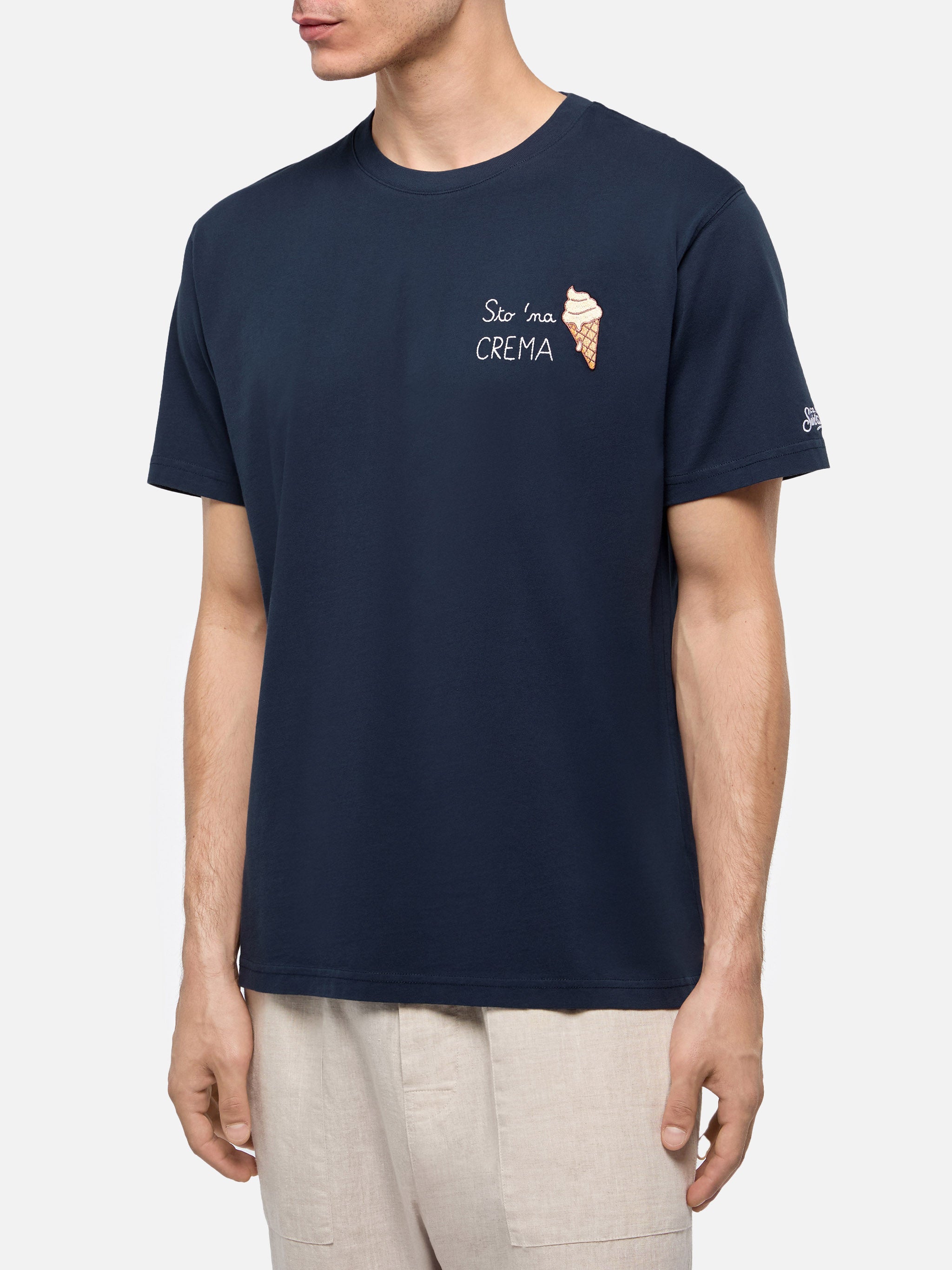 mc2-saint-barth-t-shirt-portofino-uomo-jersey-cotone-ricamo-sto-na-crema-blu-nav image 2