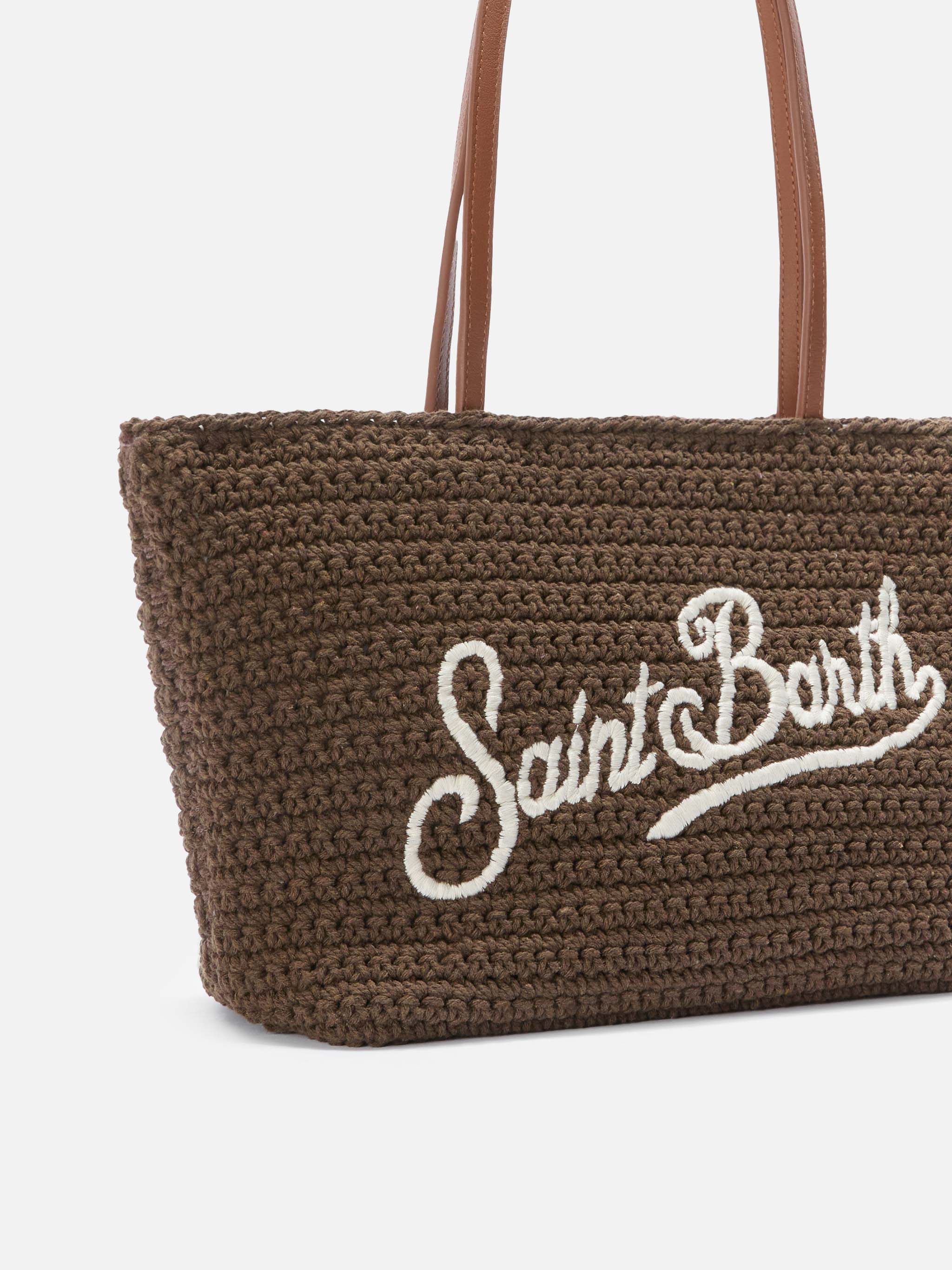 mc2-saint-barth-crochet-borsa-tote-medium-marrone-logo-ricamato image 3
