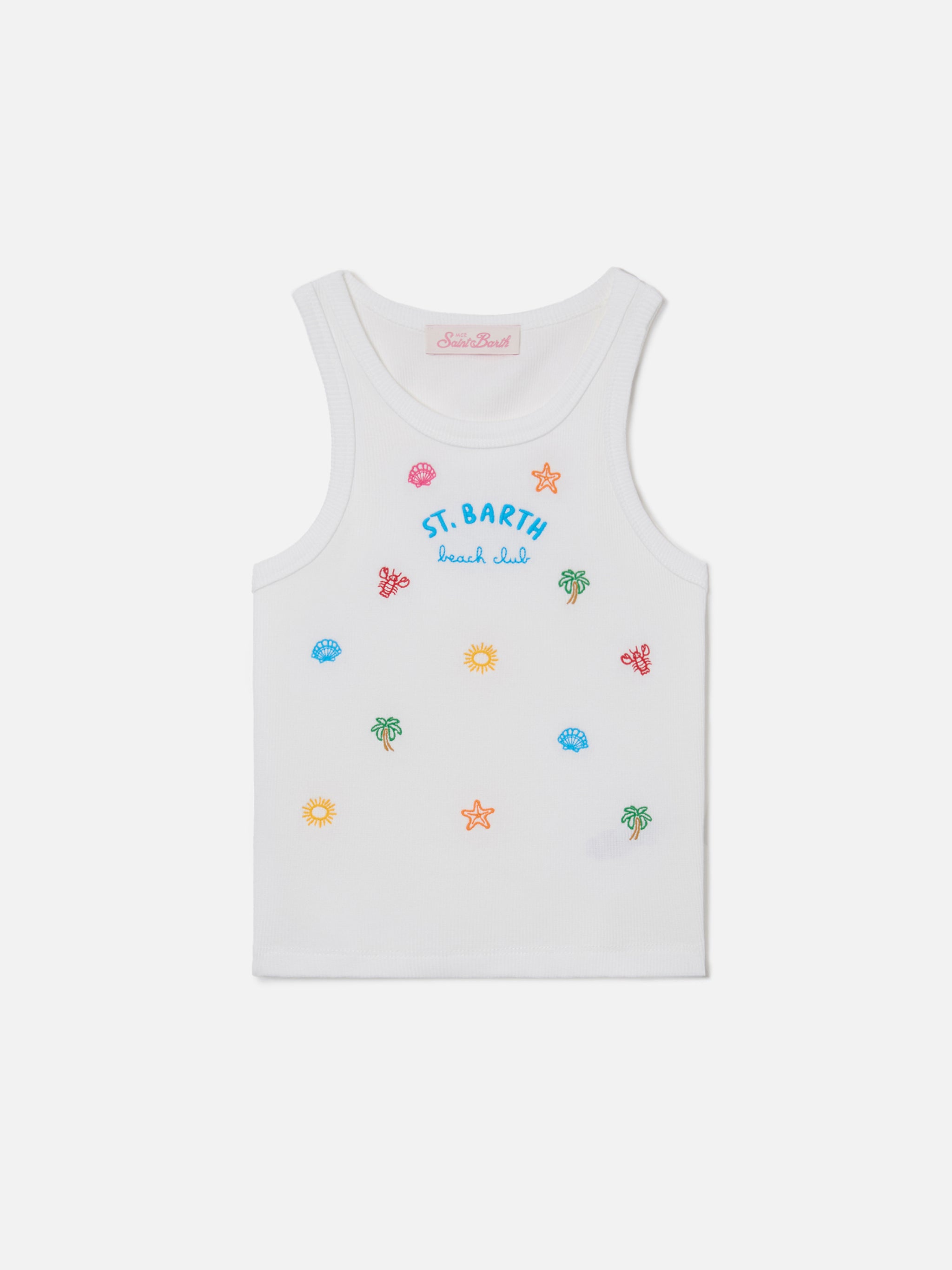 mc2-saint-barth-blue-jr-top-bambina-bianco-con-ricami-multicolor image 1