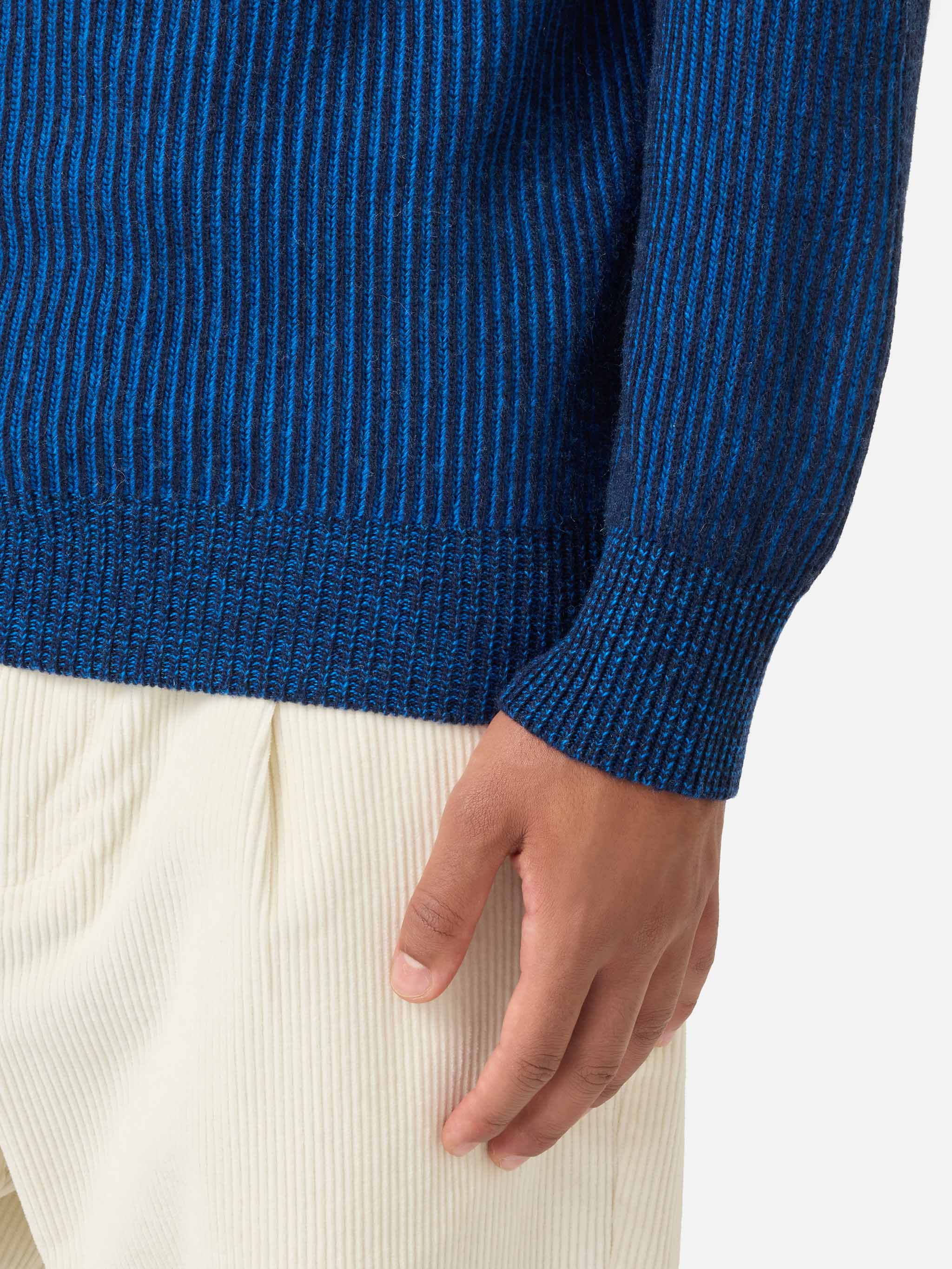 mc2-saint-barth-dav-maglione-uomo-mezzo-collo-costine-blu-misto-cashmere image 4