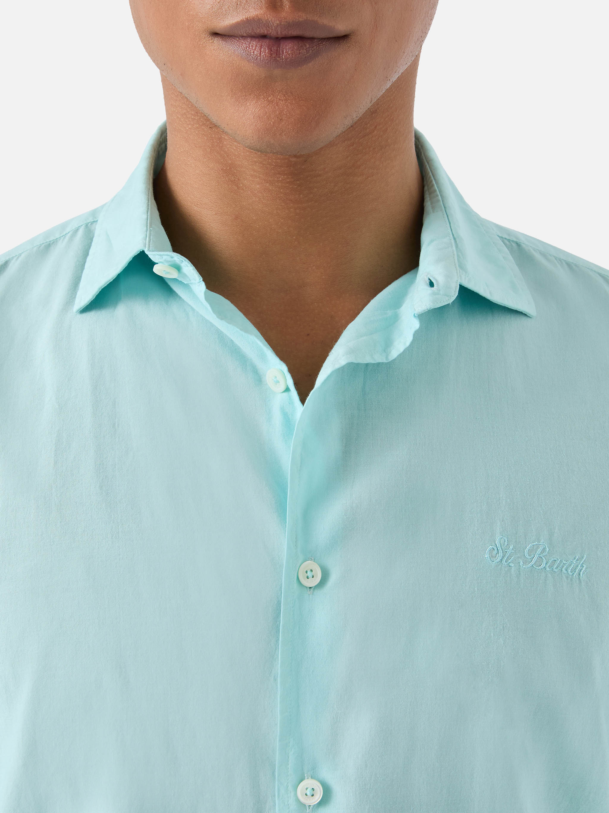 mc2-saint-barth-camicia-chemise-ice-uomo-in-voile-di-cotone-verde-acqua image 2