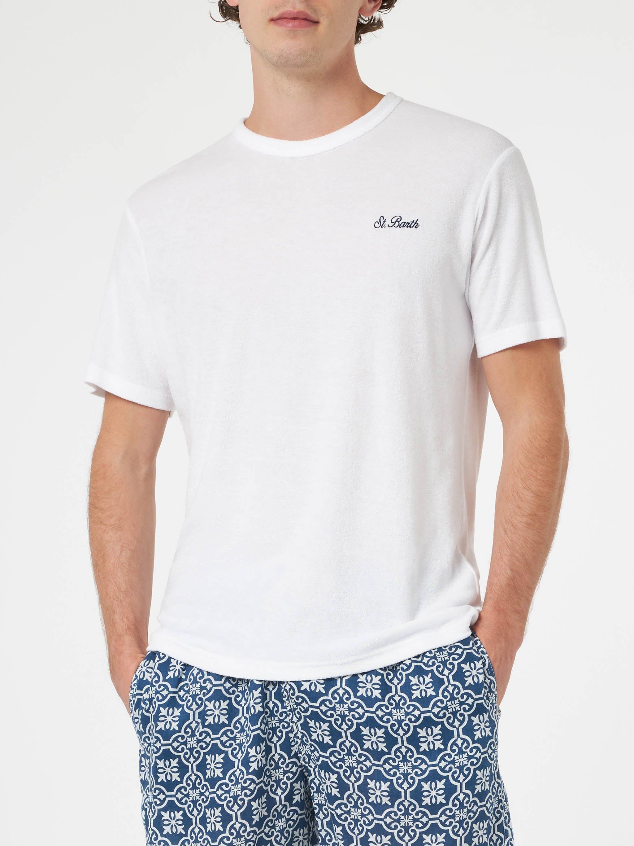 mc2-saint-barth-gary-t-shirt-uomo-in-spugna-bianca-con-ricamo image 3