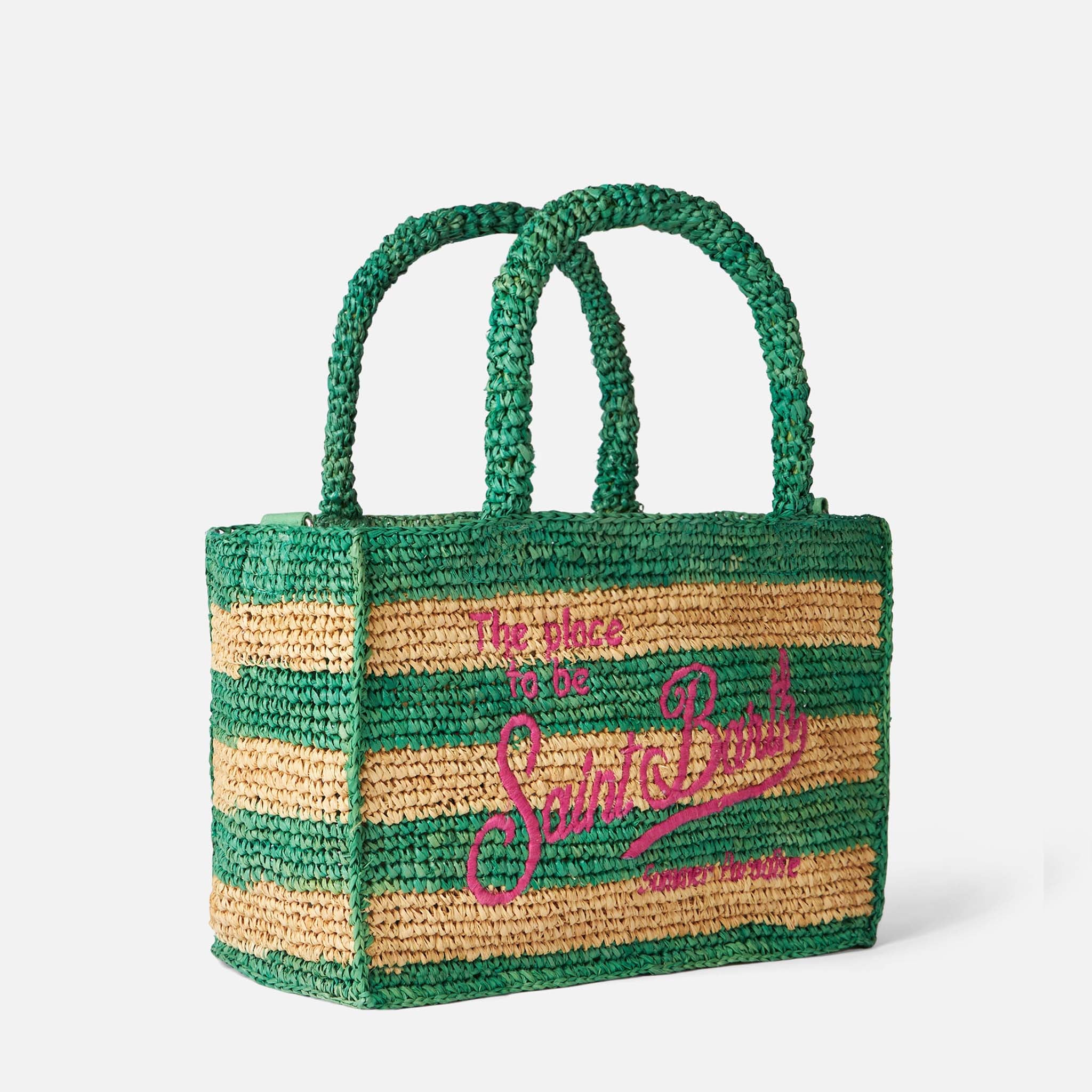 mc2-saint-barth-colette-borsa-in-rafia-a-righe-bianche-e-verdi-30x20x16-cm image 4