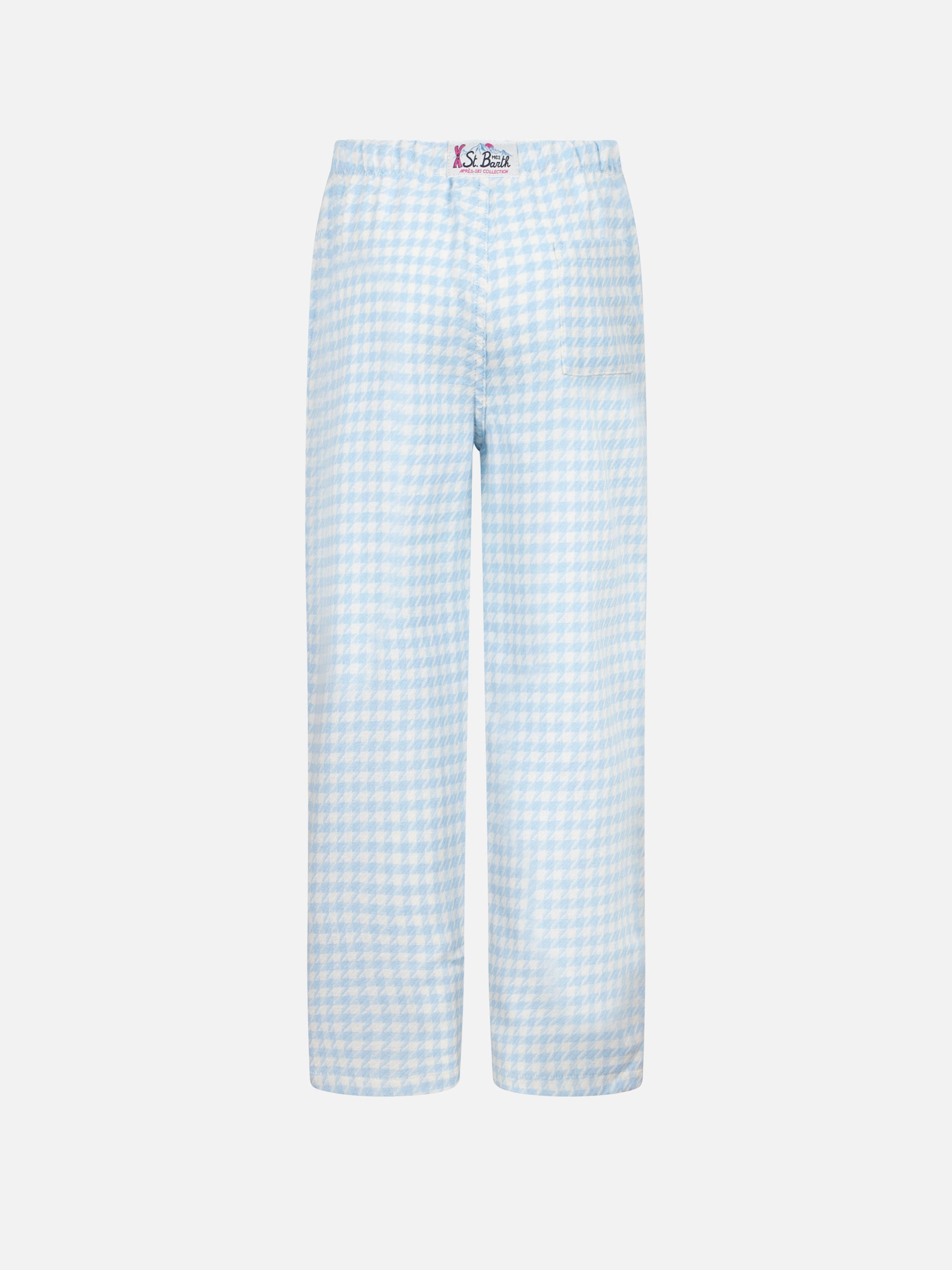 mc2-saint-barth-pantaloni-pigiama-bambina-pied-de-poule-azzurro-in-cotone image 2