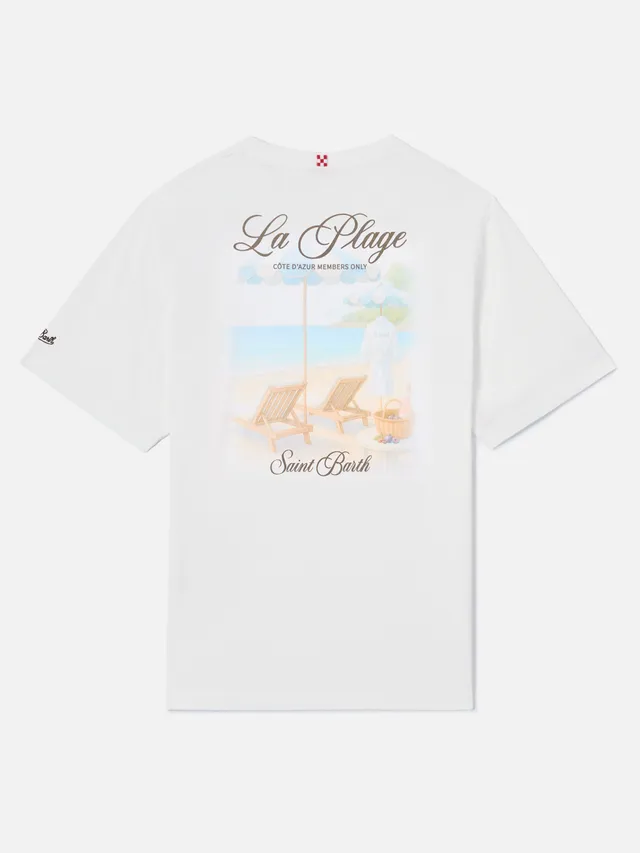 mc2-saint-barth-portland-t-shirt-bianca-cotone-stampa-la-plage image 1