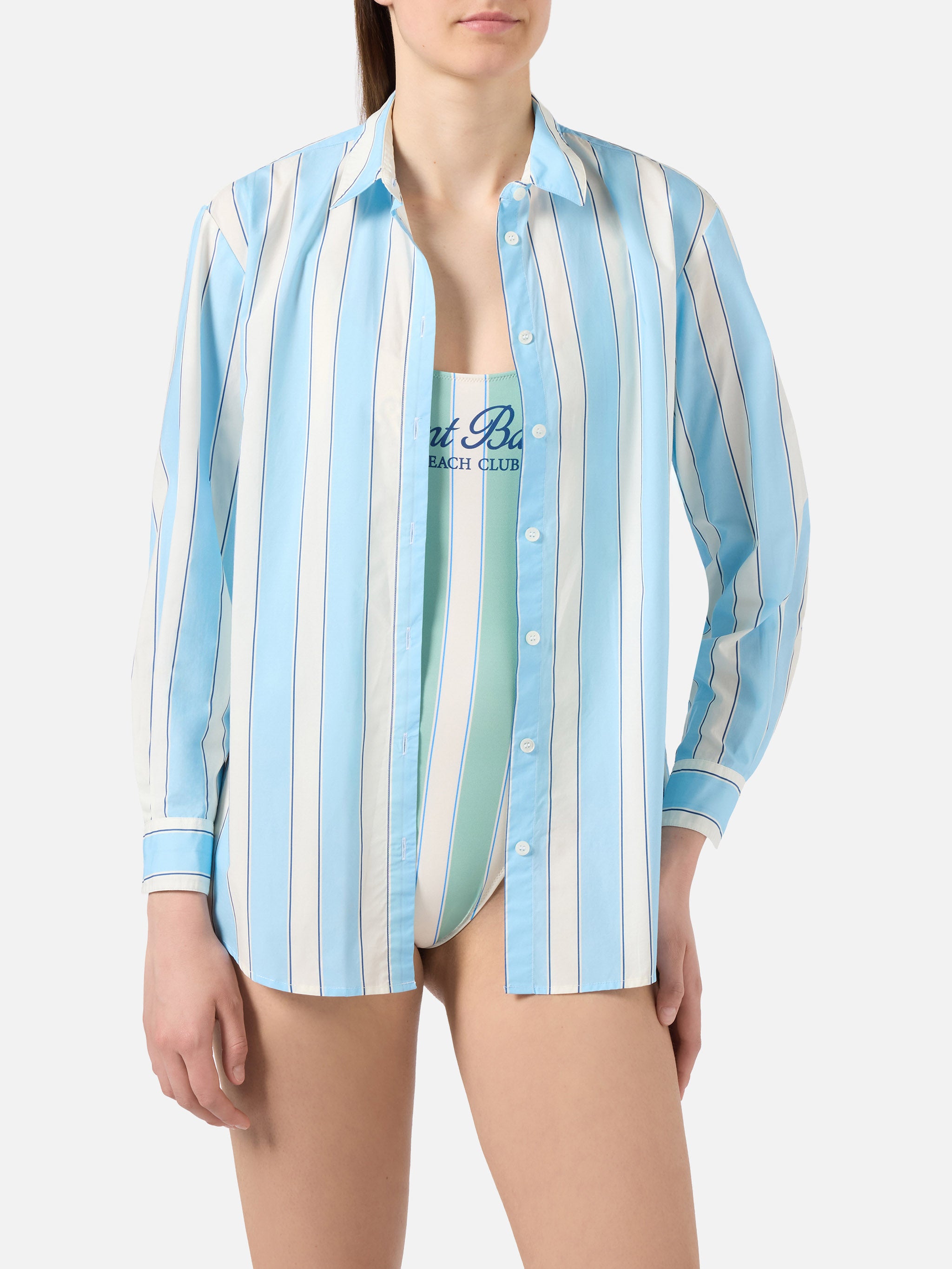 mc2-saint-barth-camicia-brigitte-donna-in-cotone-a-righe-azzurre-con-ricamo-spor image 1