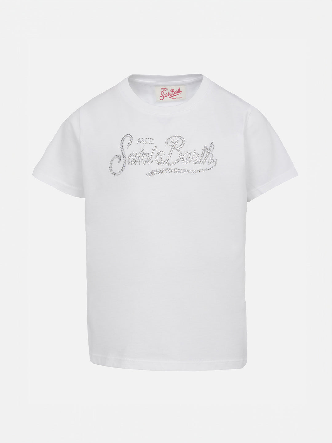 mc2-saint-barth-elly-t-shirt-bambina-in-jersey-cotone-bianca-con-ricamo-strass image 1