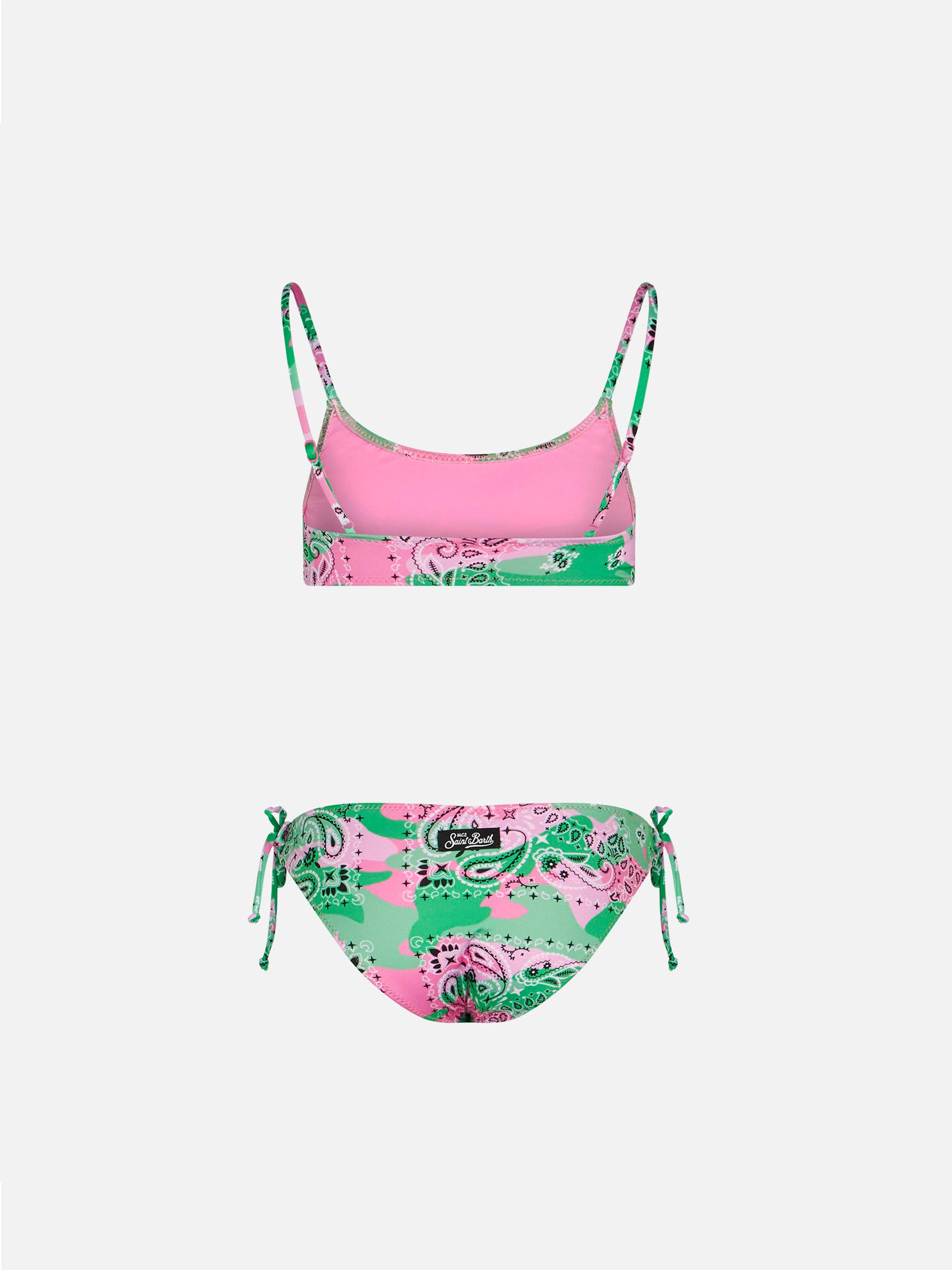 mc2-saint-barth-bikini-bambina-bralette-mimetico-verde-con-slip-laccetti image 2