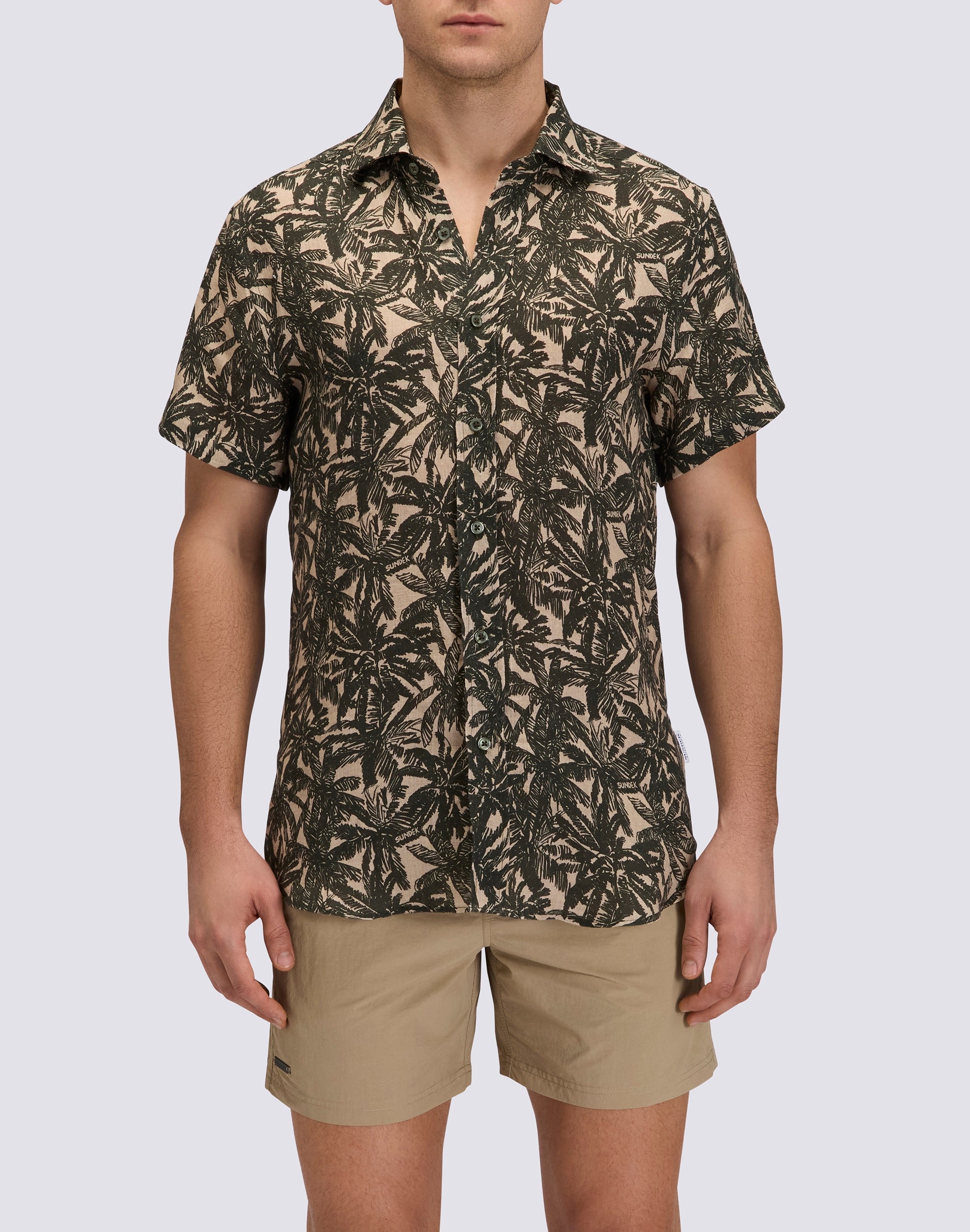 sundek-camicia-uomo-in-lino-a-mezze-maniche-stampata-regular-fit image 1
