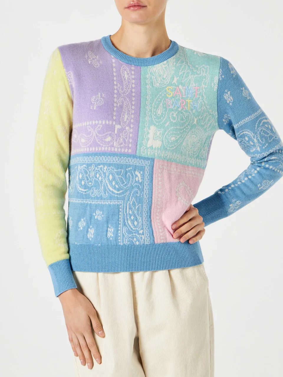 mc2-saint-barth-que-maglione-donna-bandana-multicolore-garzato image 1