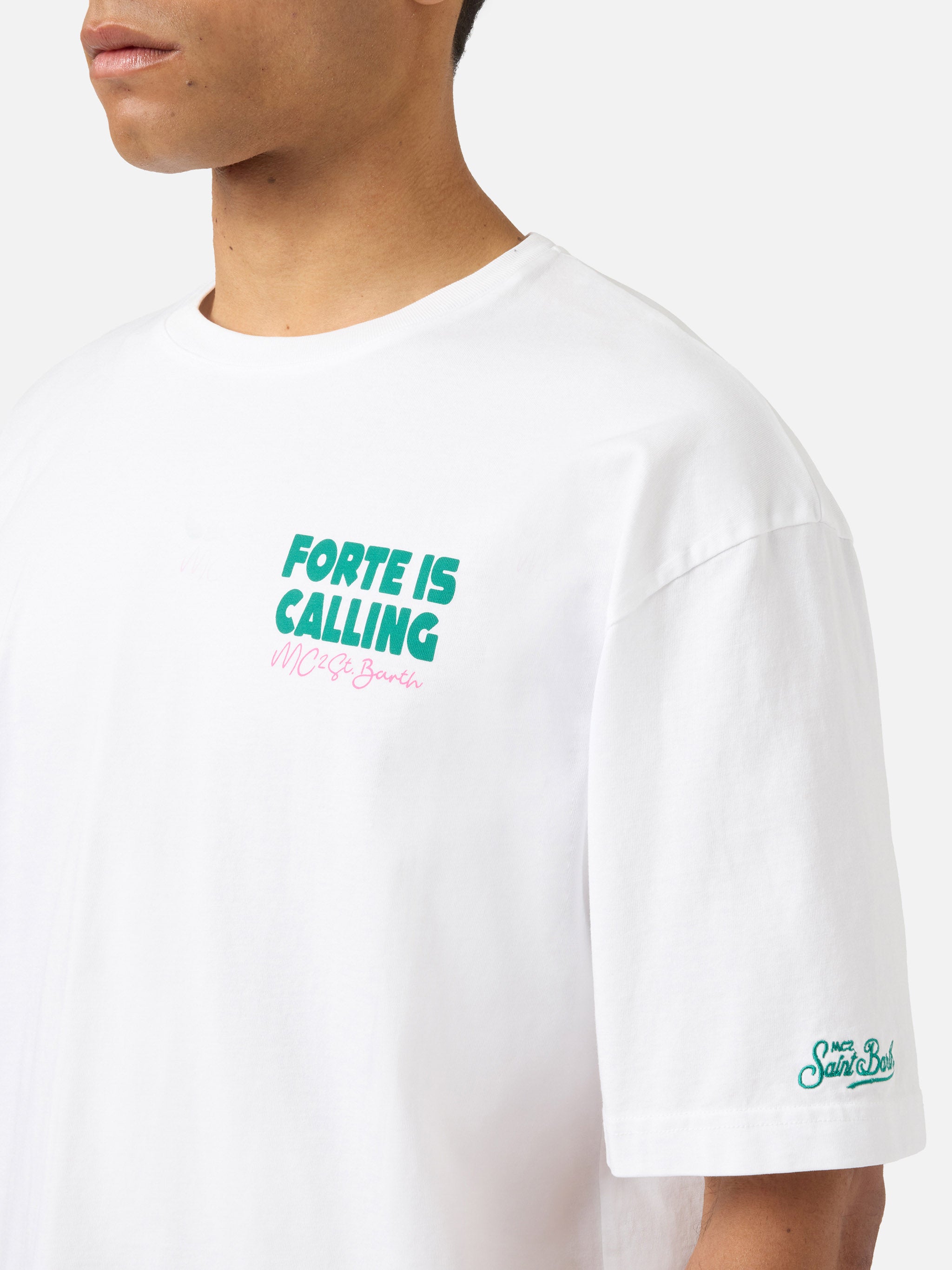 mc2-saint-barth-t-shirt-delmar-da-uomo-in-puro-cotone-bianca-con-stampa-forte-is image 2