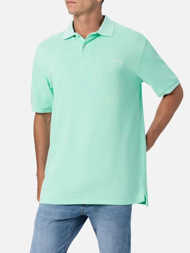 mc2-saint-barth-polo-beverly-hills-uomo-in-cotone-piquet-verde-acqua image 1