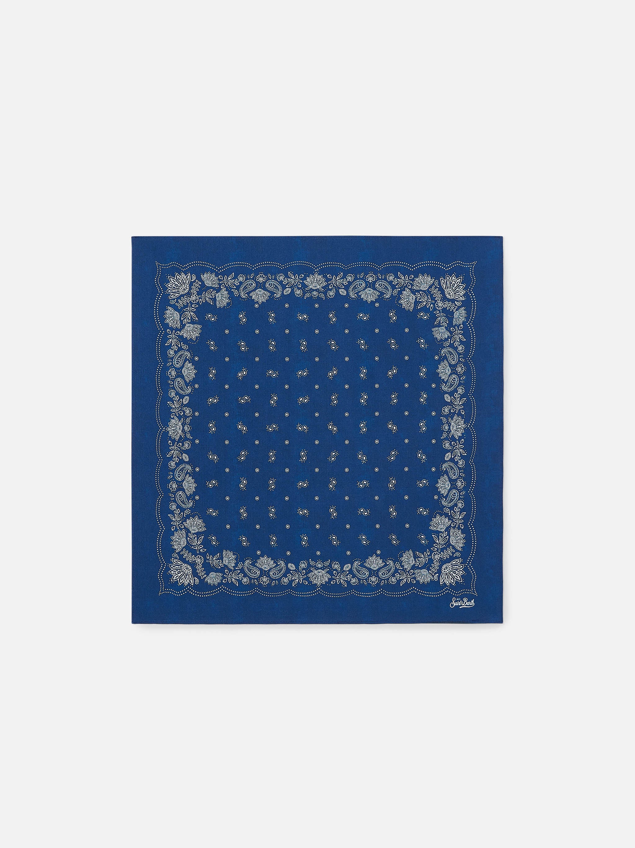mc2-saint-barth-foulard-in-cotone-con-stampa-bandana-blu-indigo-53x53-cm image 1