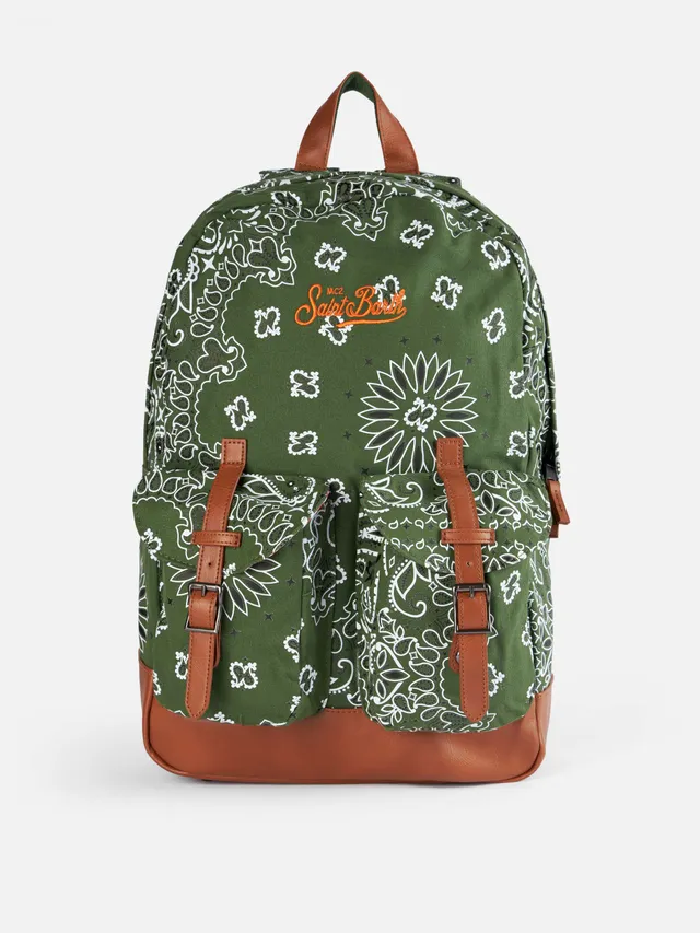 mc2-saint-barth-cody-zaino-in-tela-con-stampa-bandana-verde-45x30x18-cm image 1