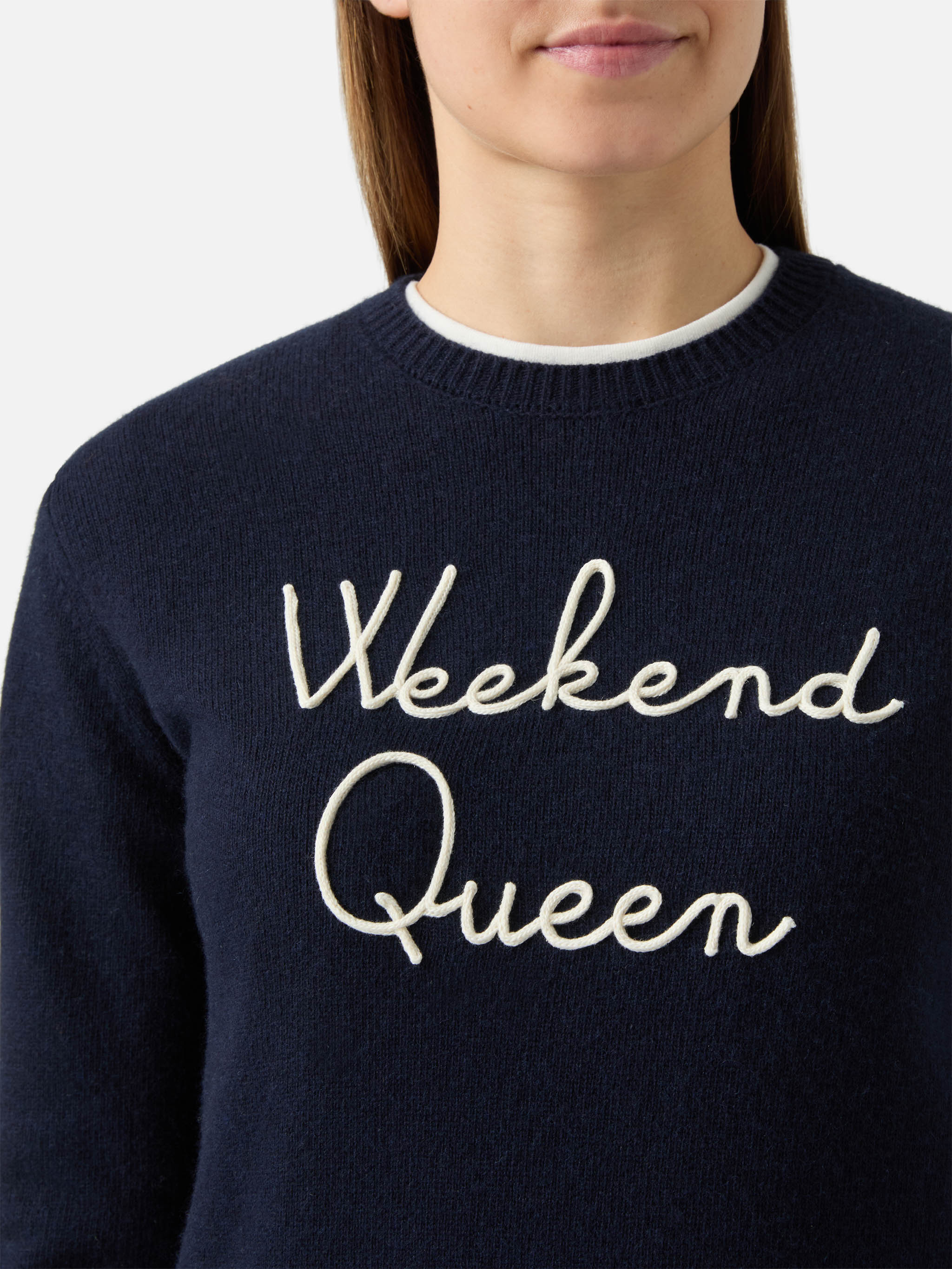 mc2-saint-barth-maglione-new-queen-donna-blu-misto-cashmere-ricamo-weekend-queen image 2