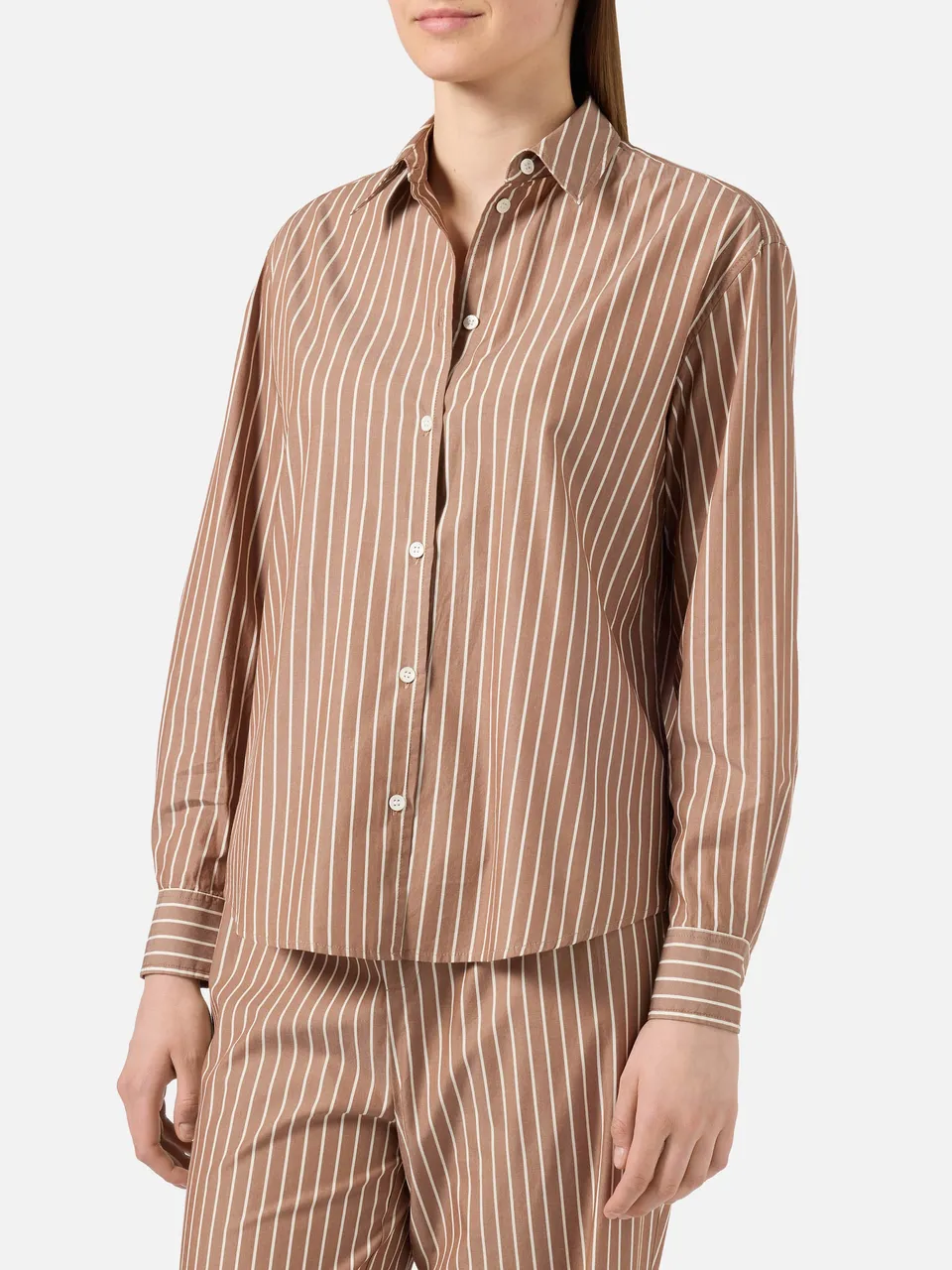 mc2-saint-barth-camicia-meredith-donna-in-cotone-a-righe-marroni image 1