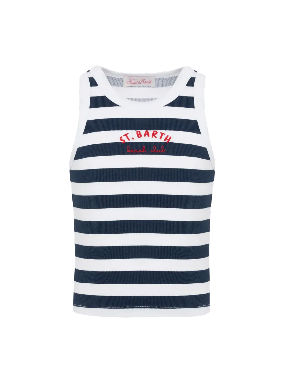 mc2-saint-barth-top-corto-blue-jr-in-maglia-a-coste-a-righe-blu-navy-con-ricamo- image 1