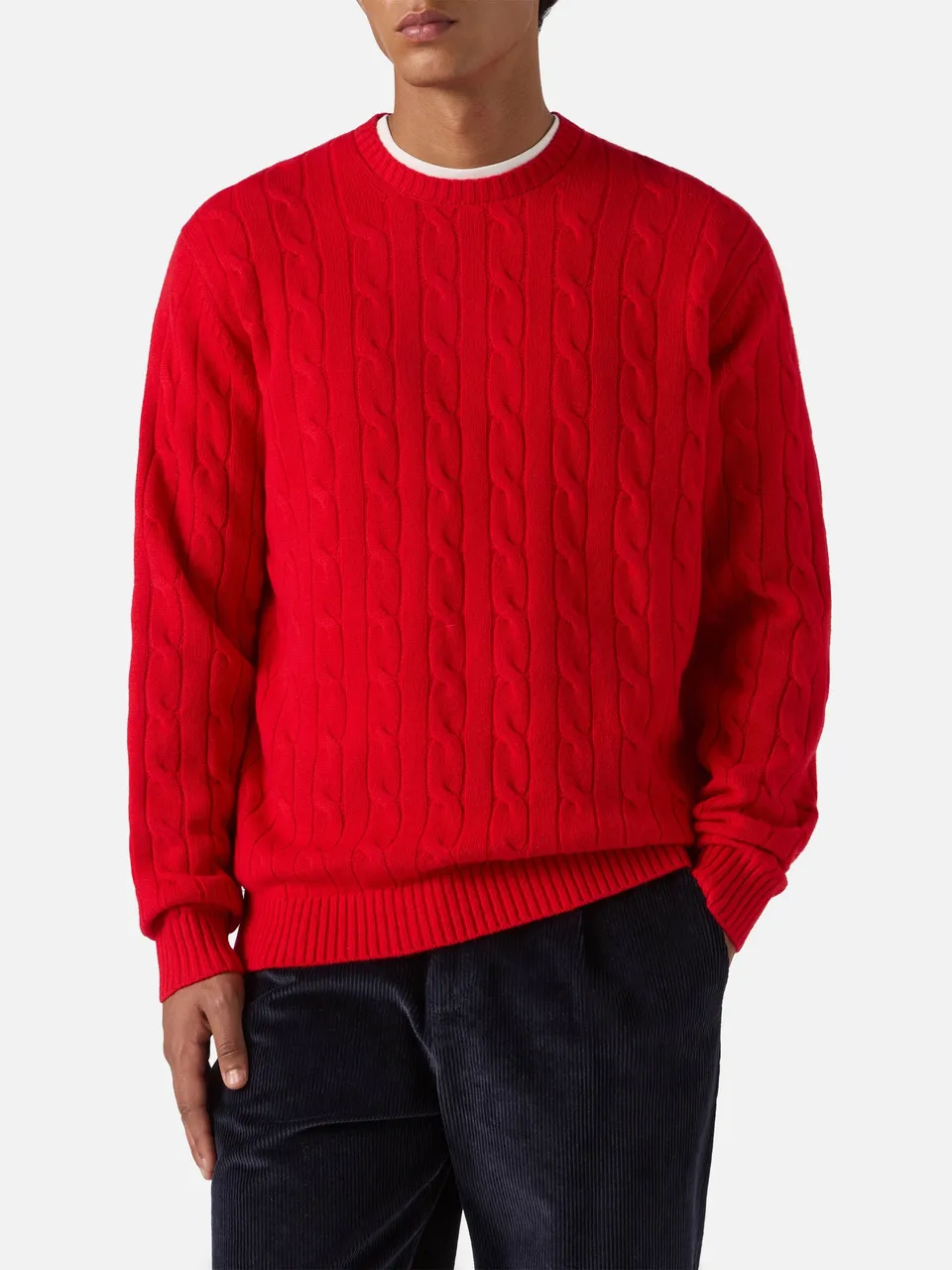 mc2-saint-barth-regent-maglione-uomo-a-trecce-in-lana-rossa image 1