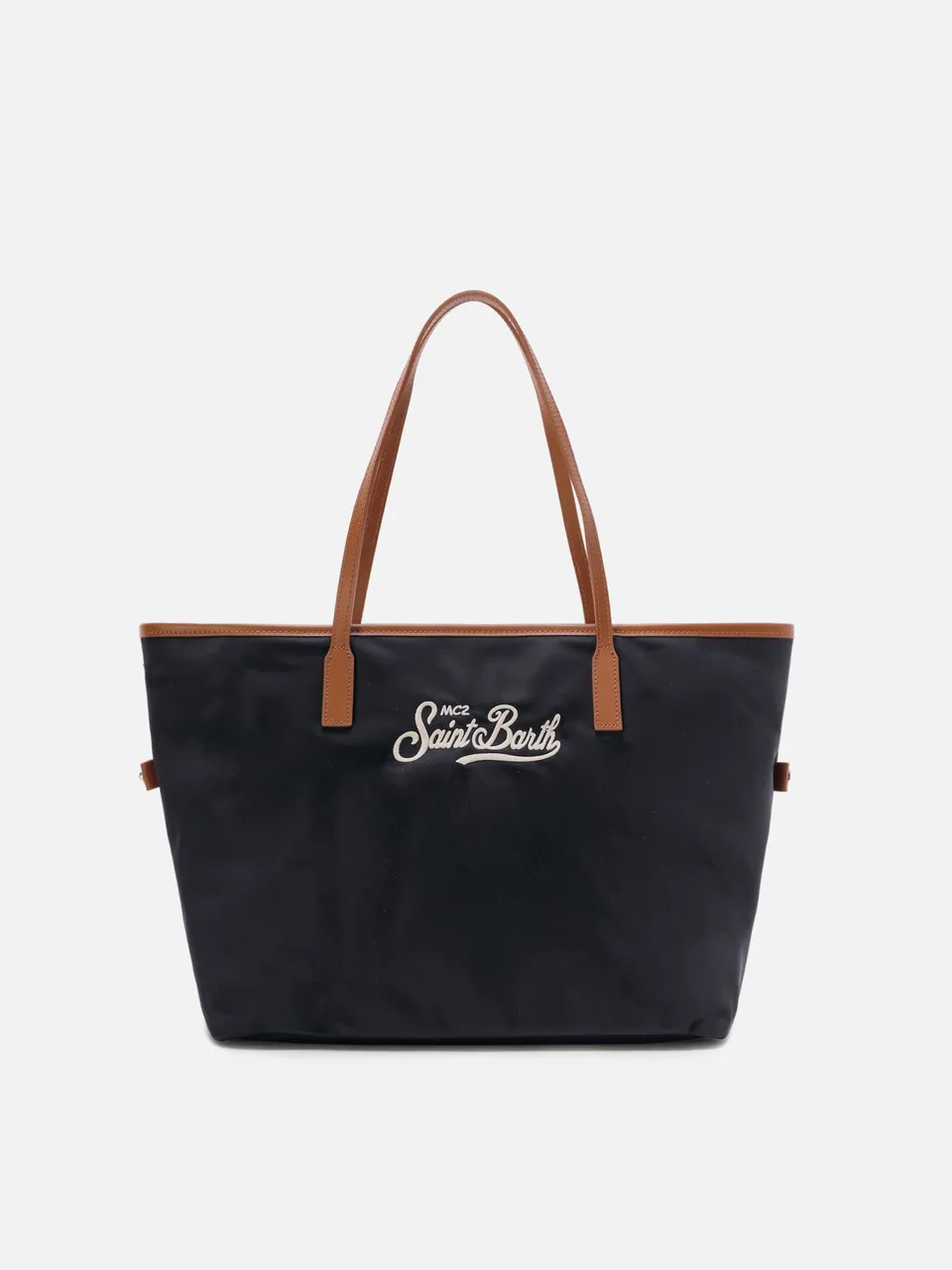 mc2-saint-barth-city-regular-borsa-shopper-nylon-nera-con-logo-ricamato image 1