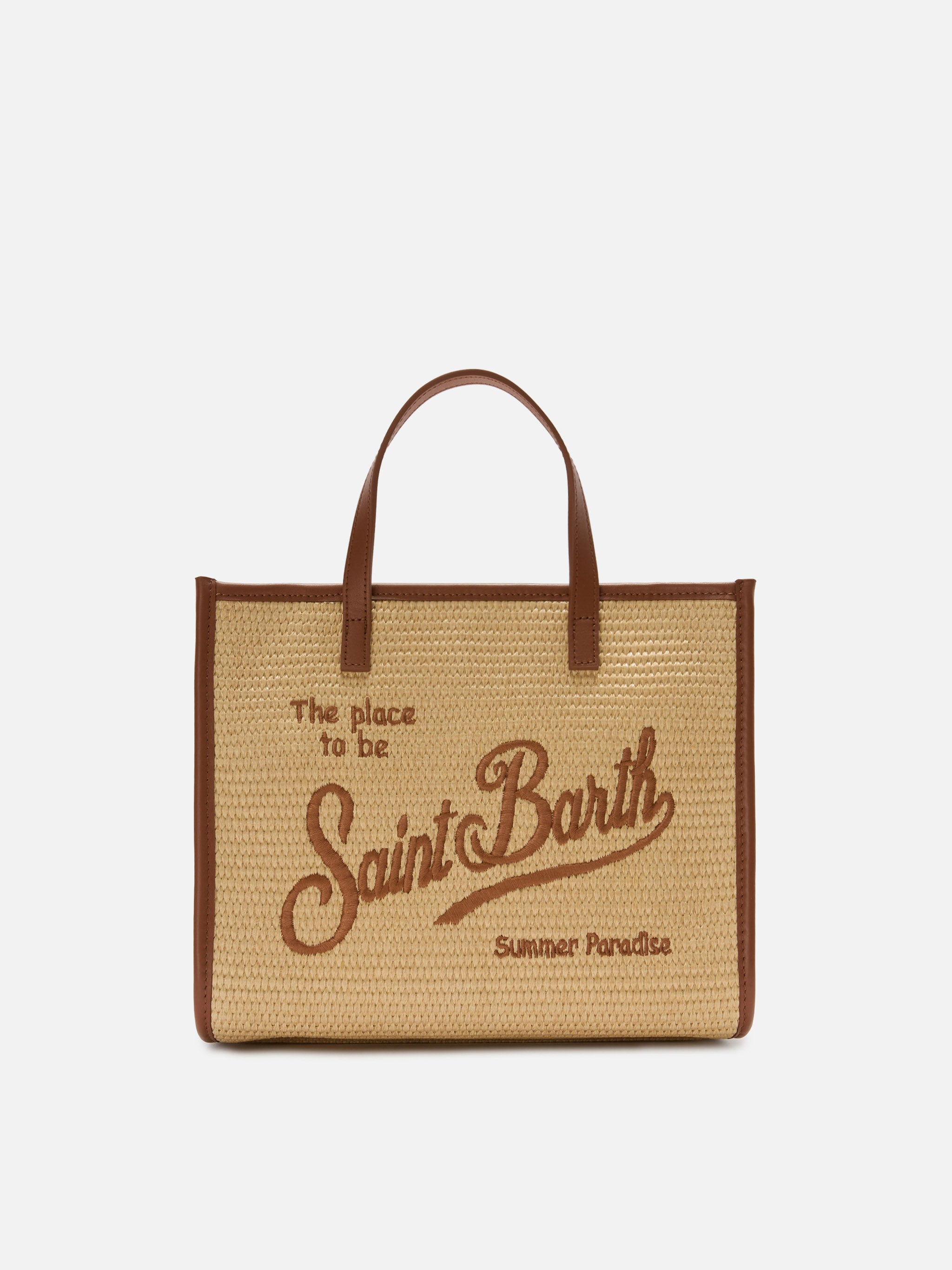 mc2-saint-barth-vivian-medium-borsa-effetto-paglia-con-logo-ricamato-marrone image 1