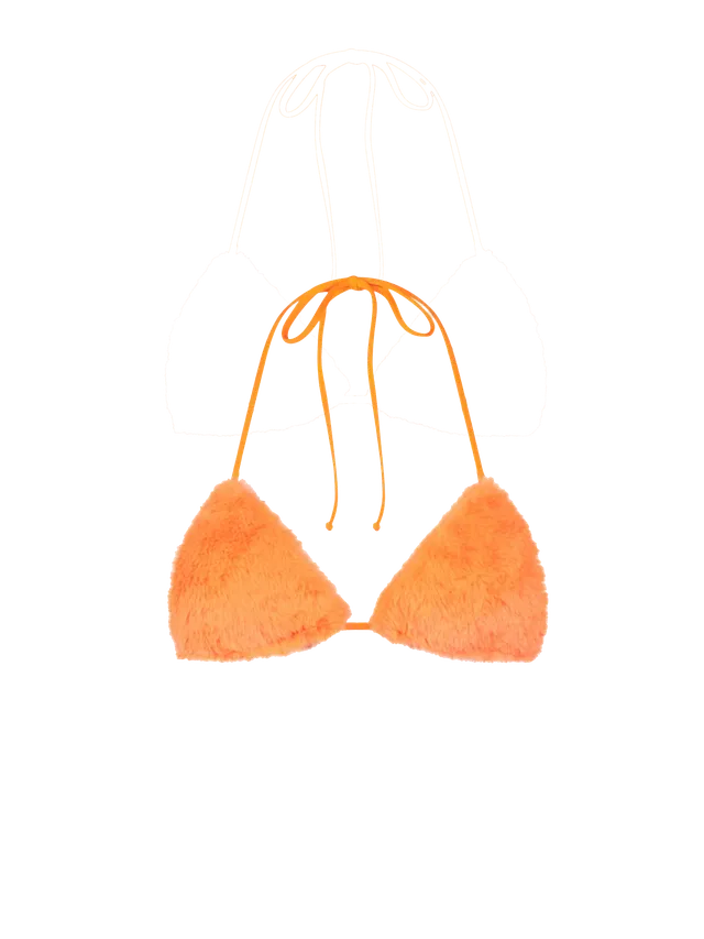 mc2-saint-barth-top-bikini-leah-a-triangolo-in-tessuto-effetto-pelliccia-arancio image 1