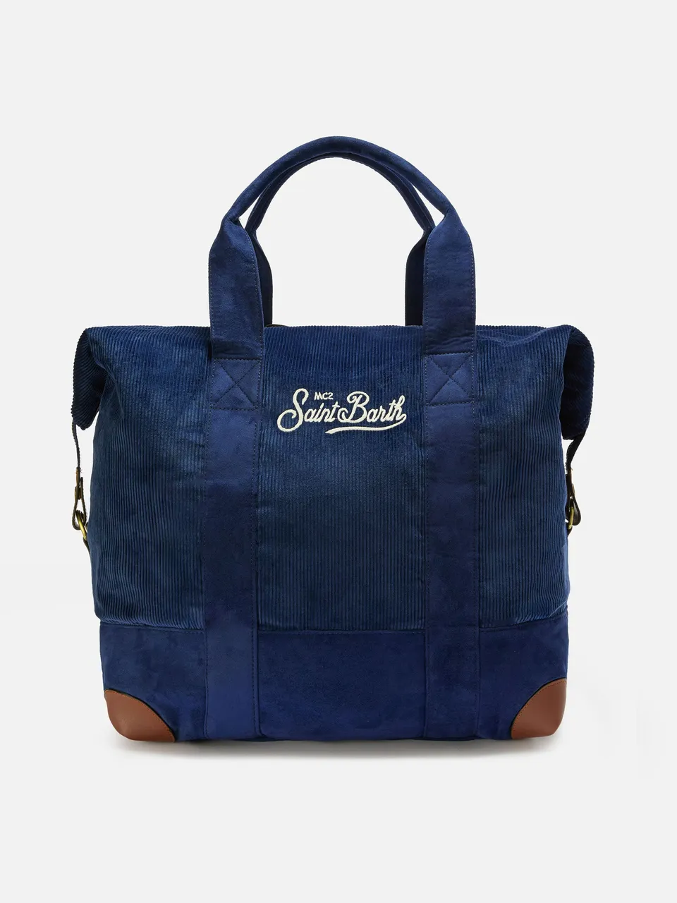 mc2-saint-barth-travel-bag-corduroy-borsone-viaggio-in-velluto-a-coste-blu-e-sue image 1